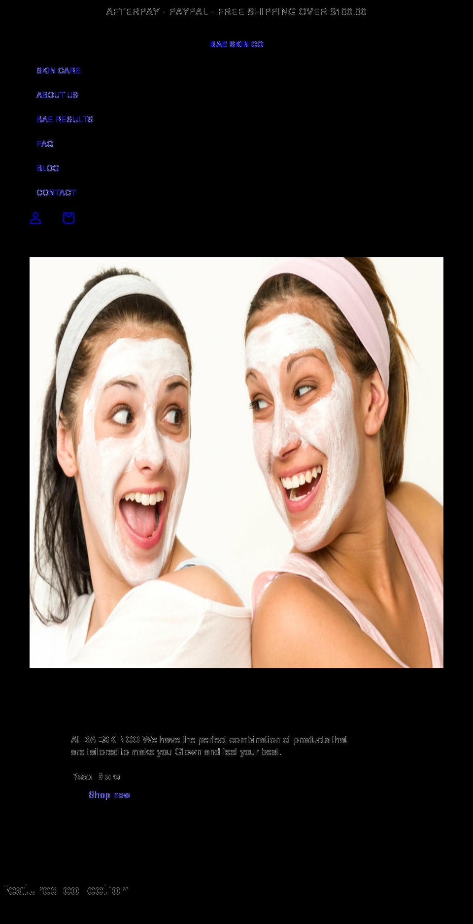 baeskinco.com shopify website screenshot