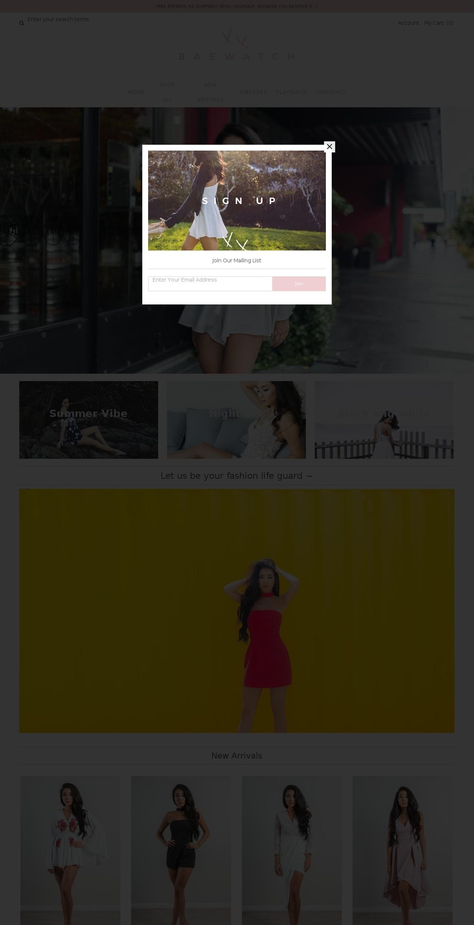baewatchfashion.com shopify website screenshot