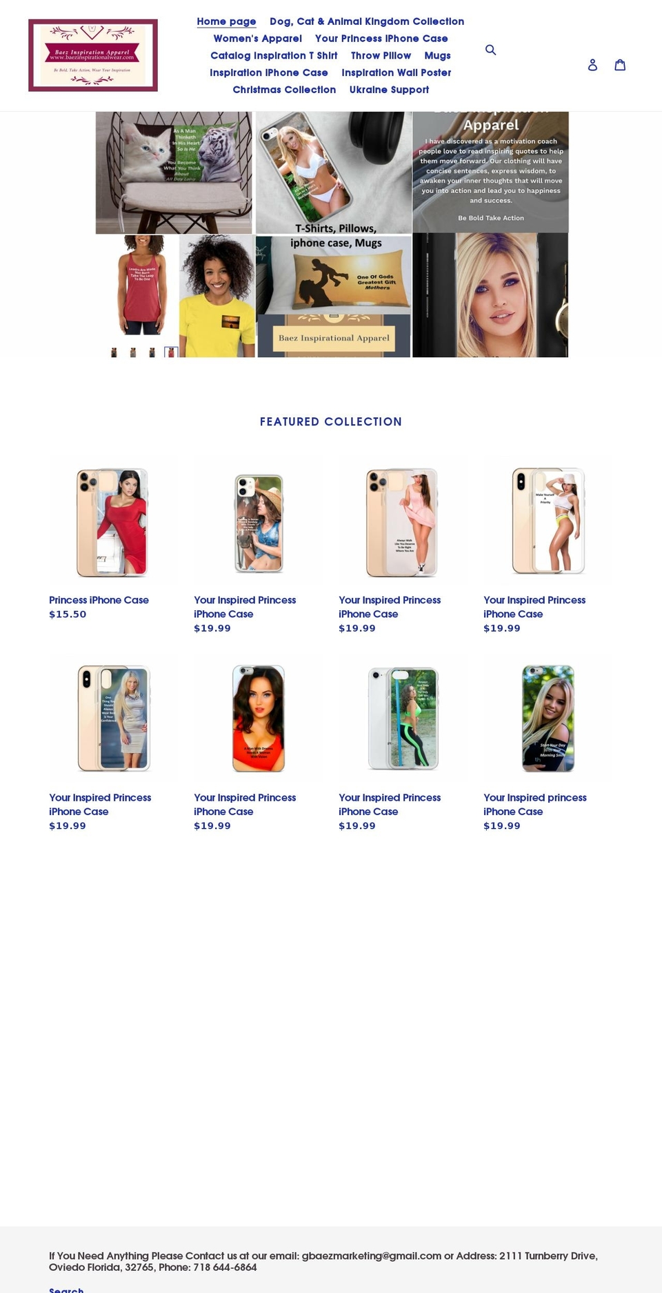 baezinspirationalwear.com shopify website screenshot