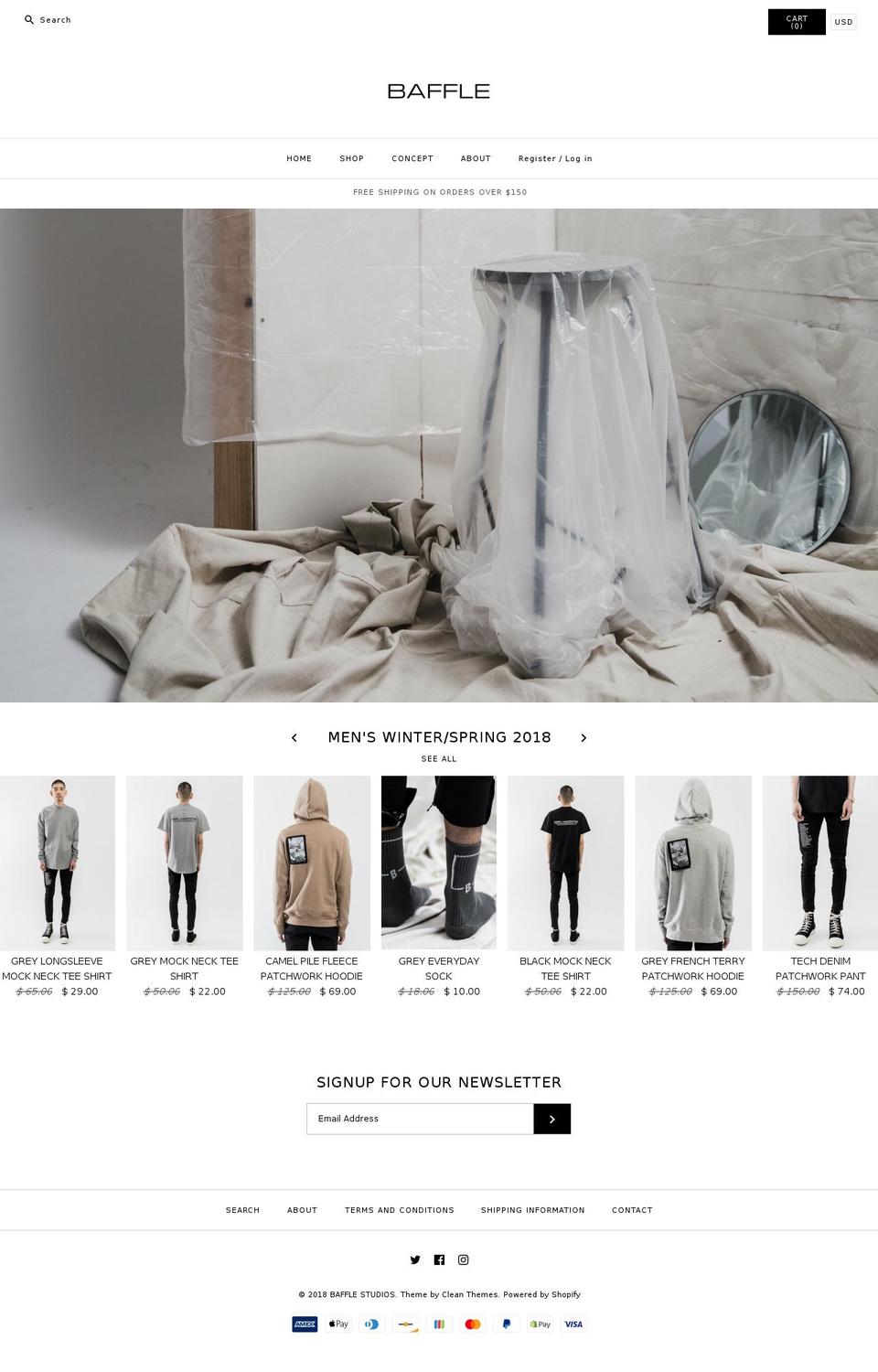 baffleclothing.net shopify website screenshot