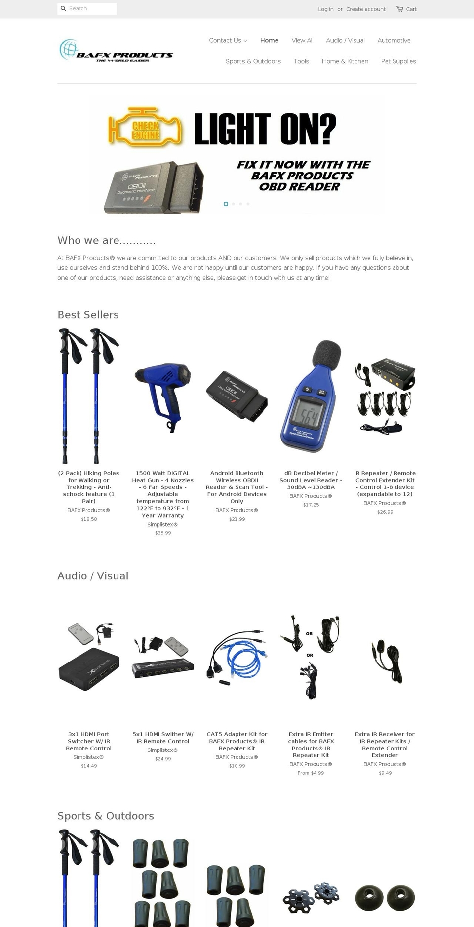 bafxproducts.net shopify website screenshot