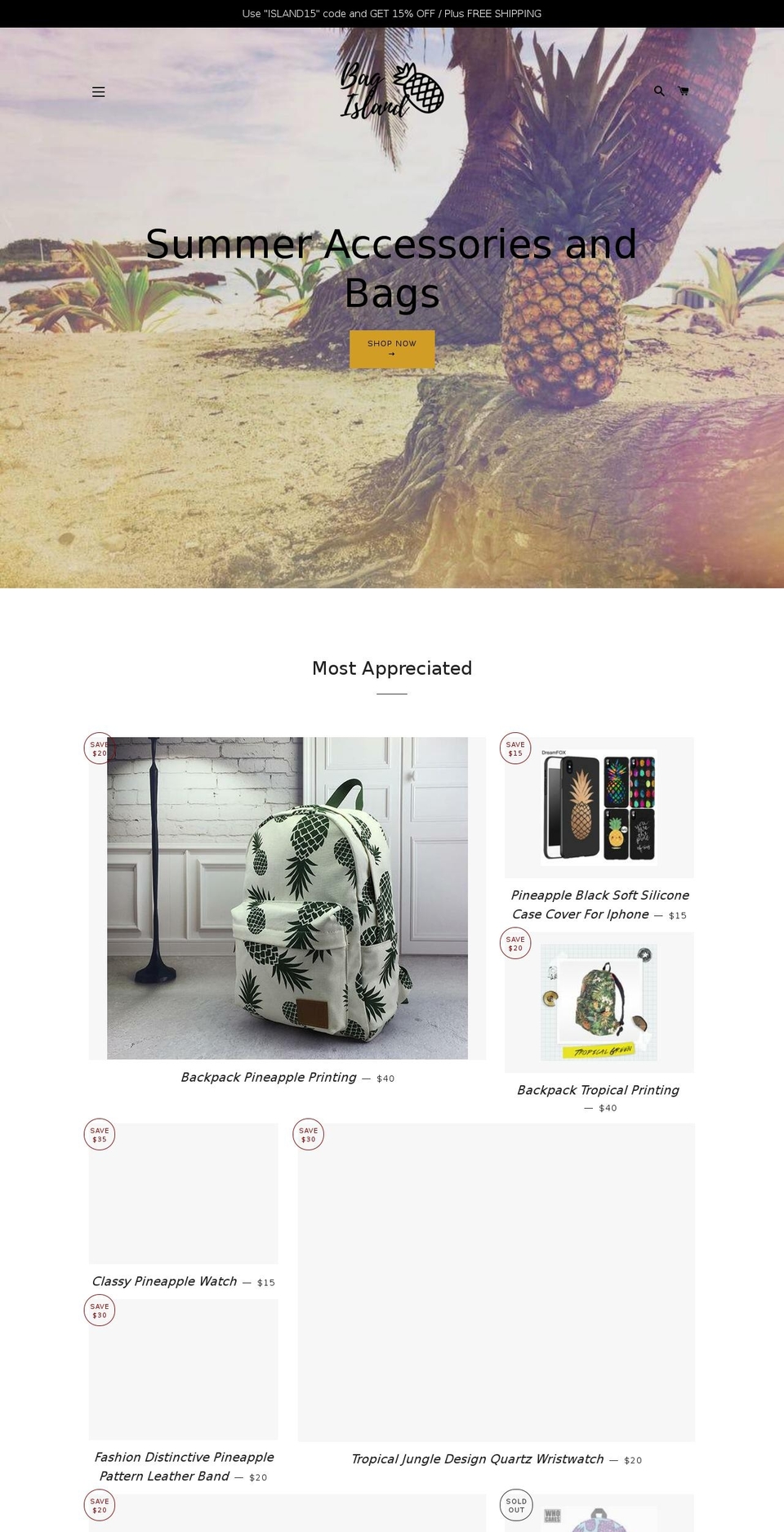bag-island.com — Shopify storefront screenshot