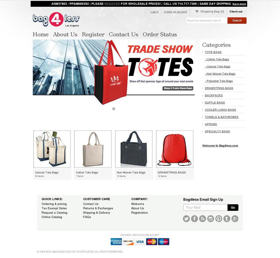 bag4less.com shopify website screenshot
