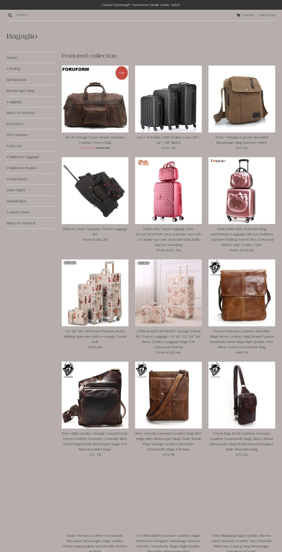 bagaglio.org shopify website screenshot