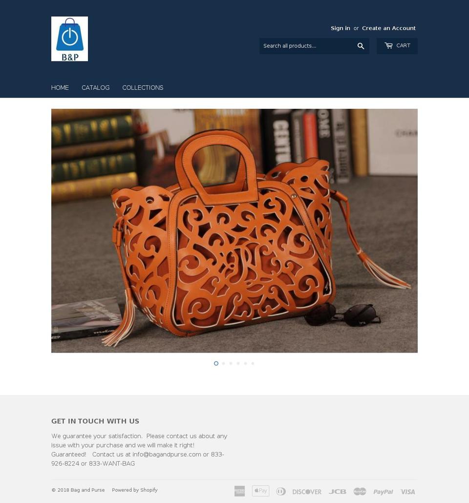 bagandpurse.com shopify website screenshot