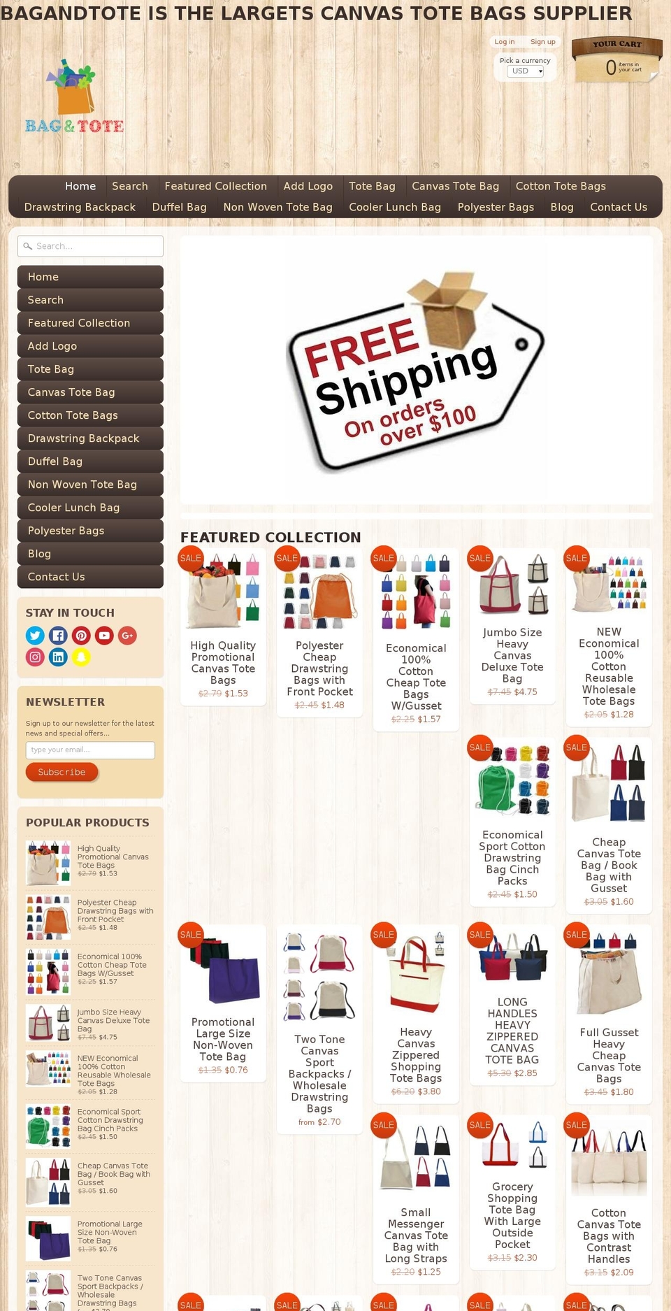 bagandtote.com shopify website screenshot