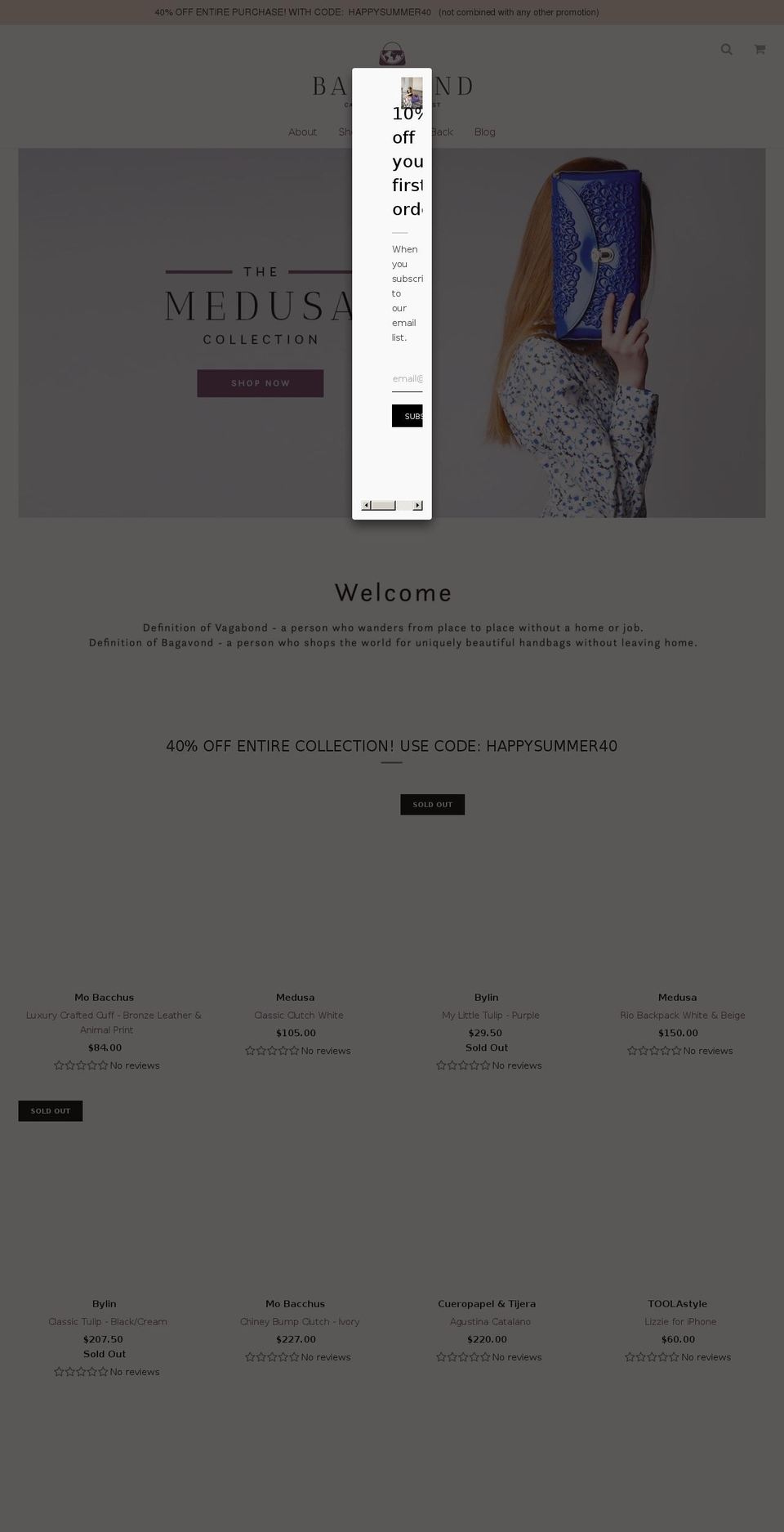 bagavond.com shopify website screenshot