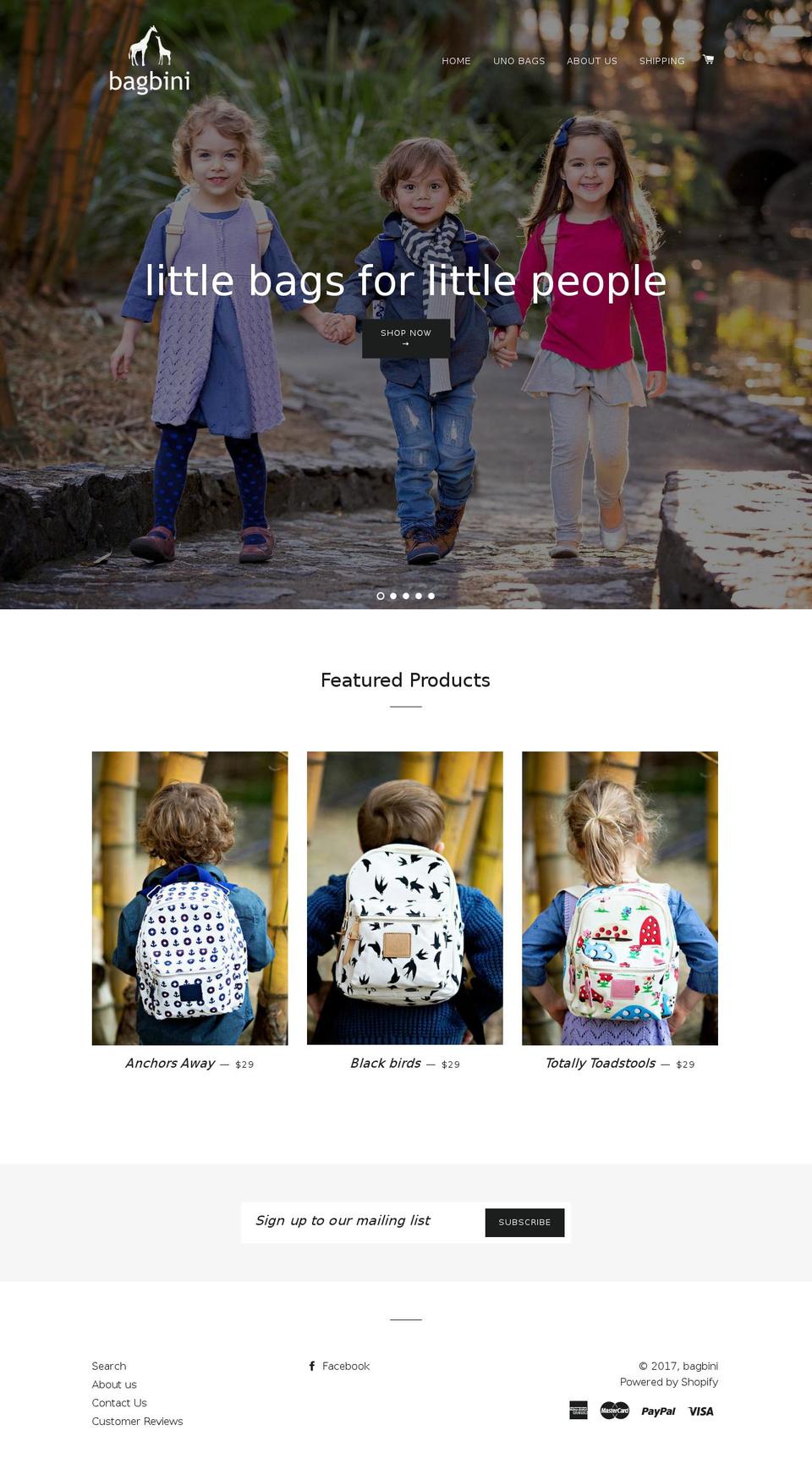 bagbini.com shopify website screenshot