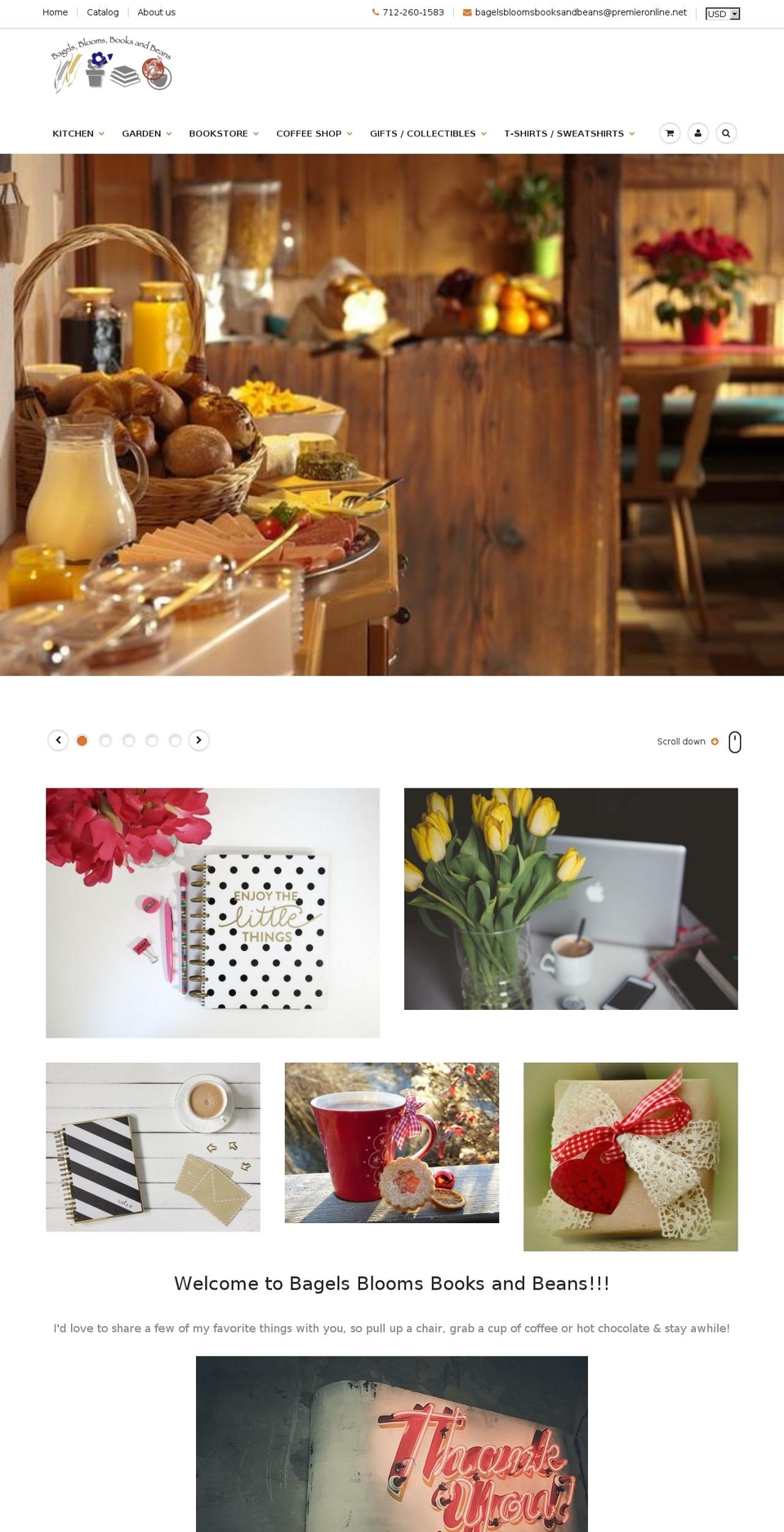 bagelsbloomsbooksandbeans.com — Shopify storefront screenshot