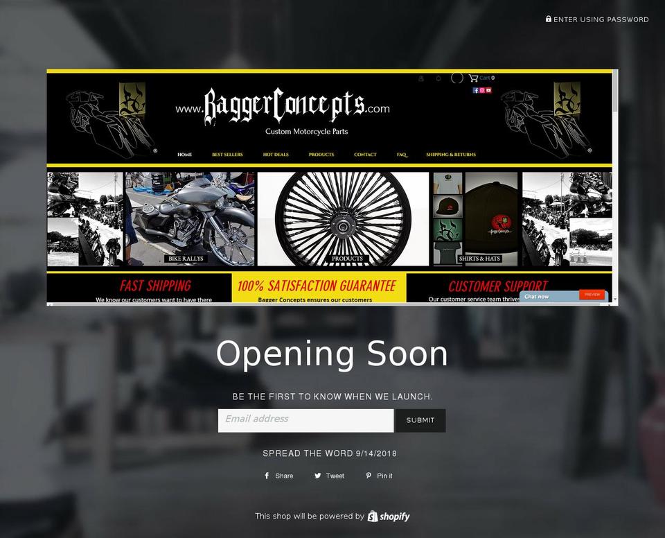 baggerconcepts.com — Shopify storefront screenshot