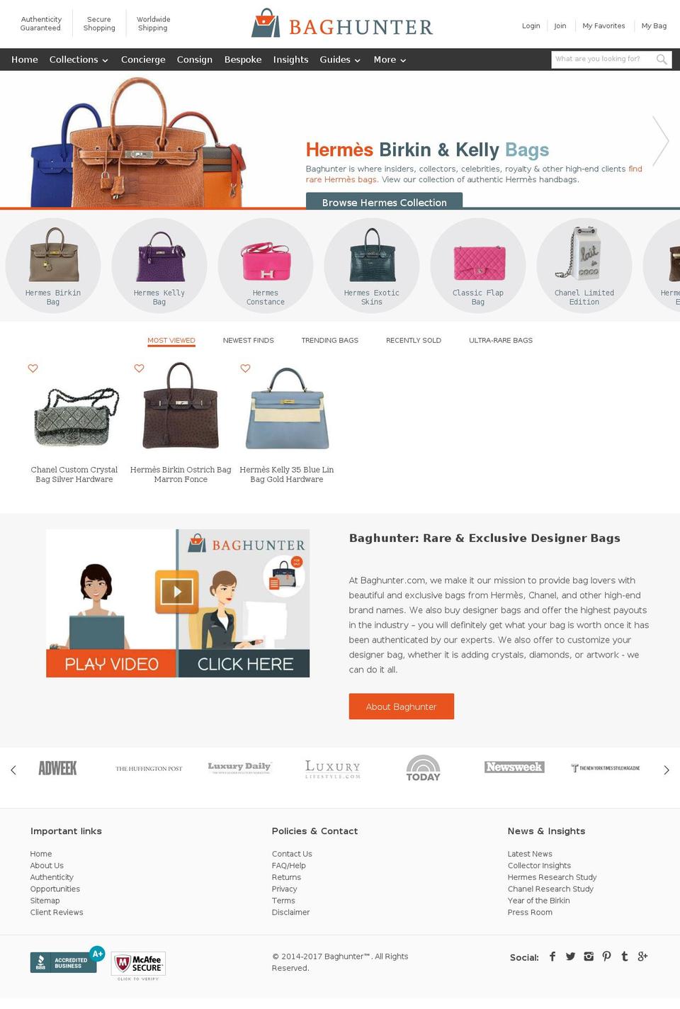 baghunter.com shopify website screenshot