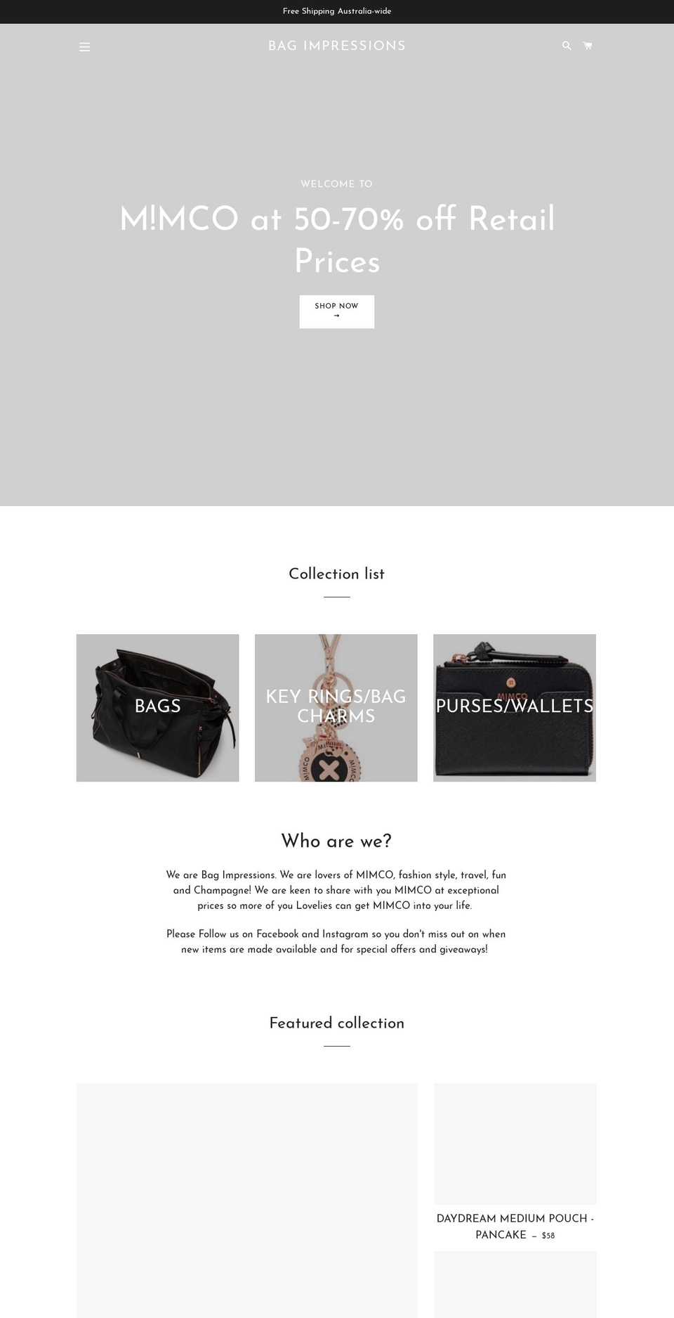 bagimpressions.com — Shopify storefront screenshot
