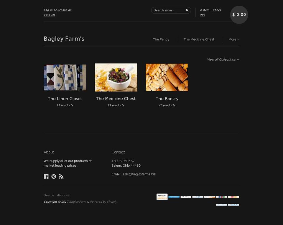 bagleyfarms.biz shopify website screenshot
