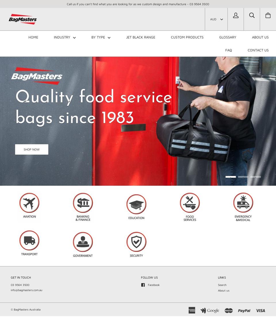 bagmasters.store shopify website screenshot