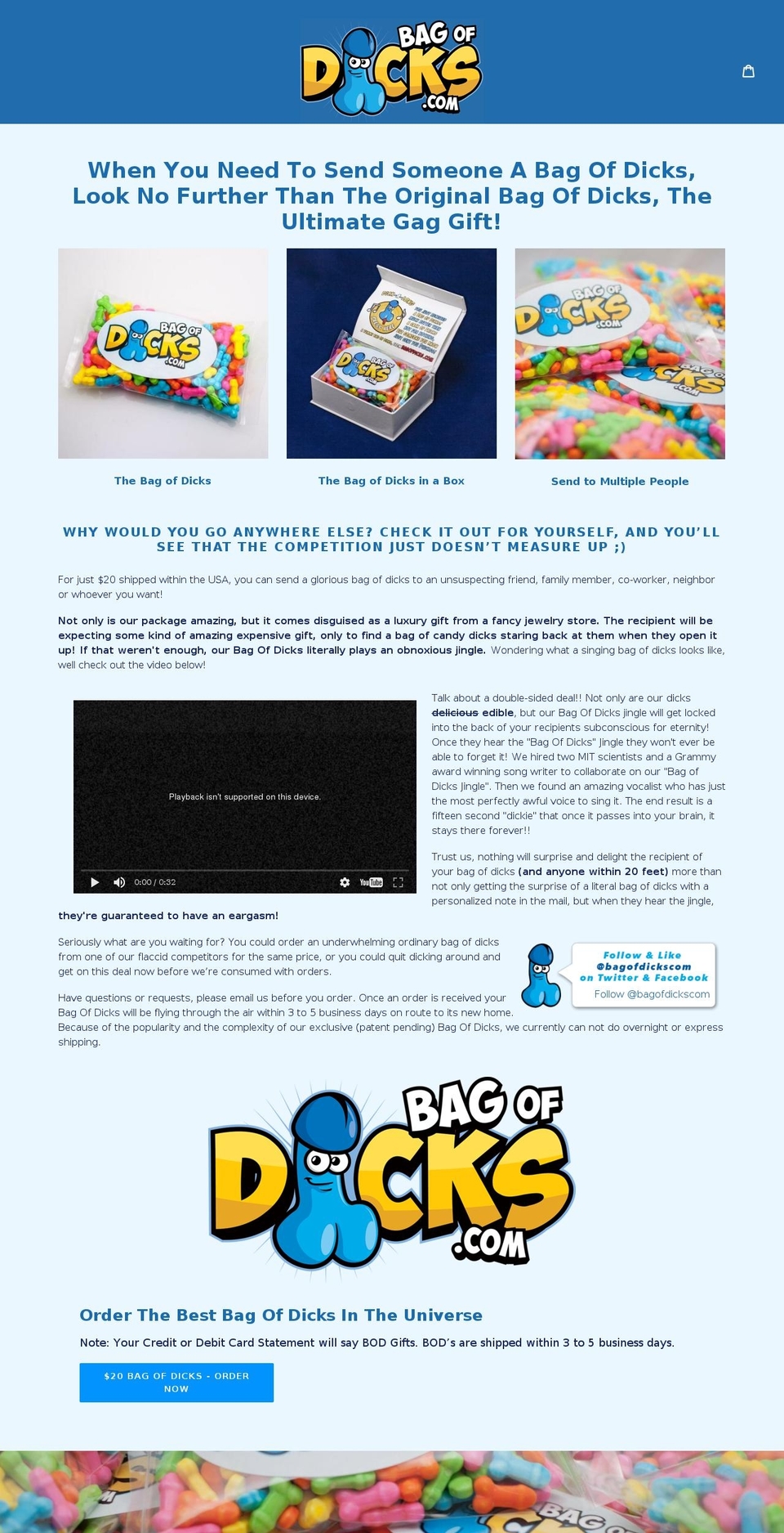 bagofdicks.com shopify website screenshot