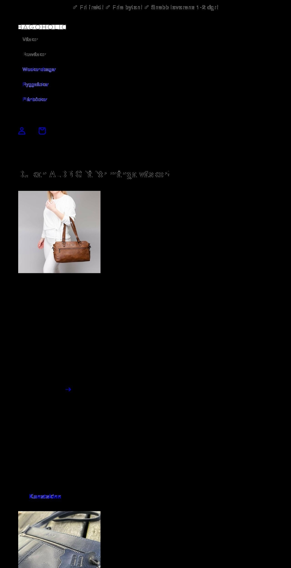 bagoholic.com shopify website screenshot