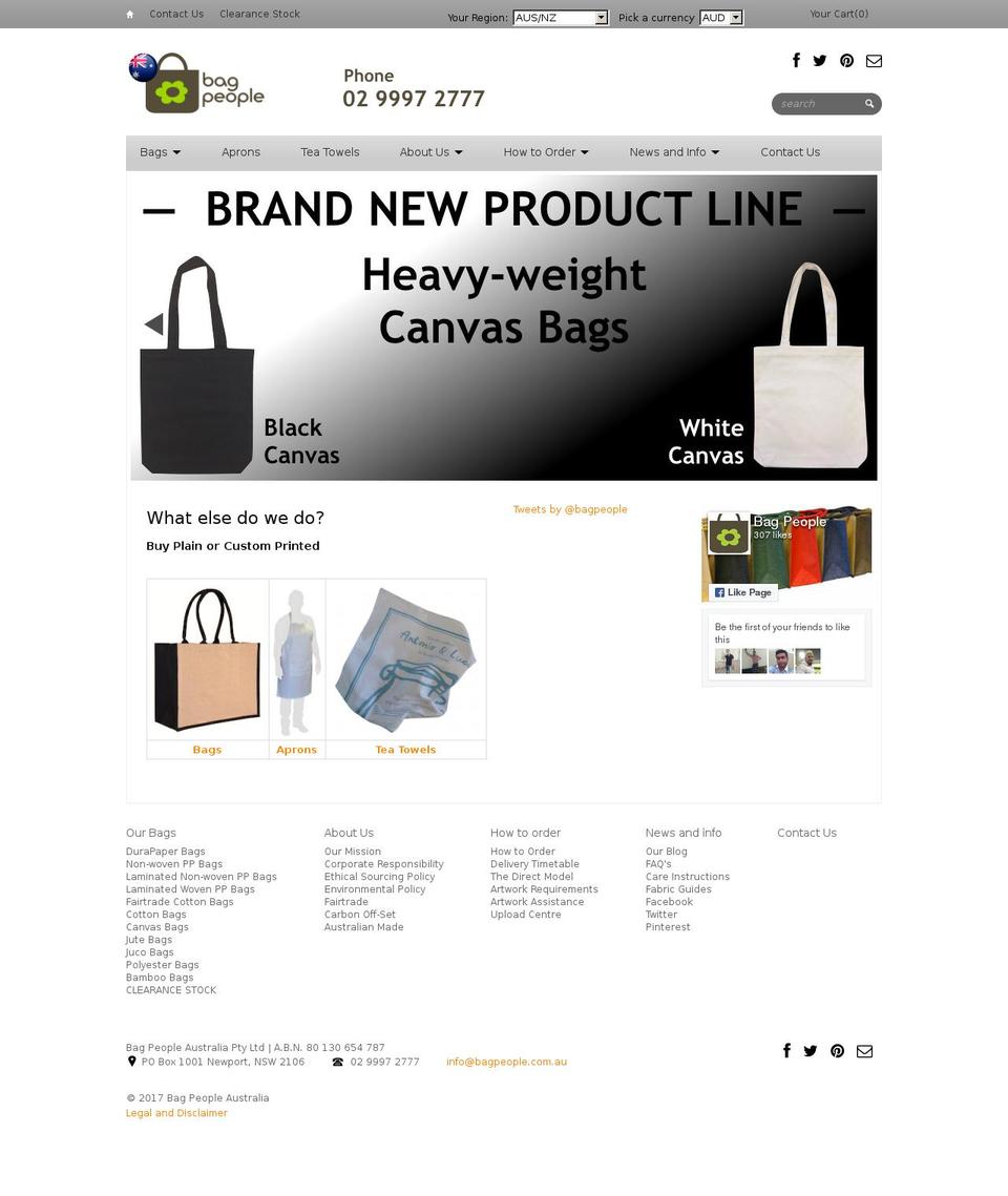 bagpeople.co.nz shopify website screenshot