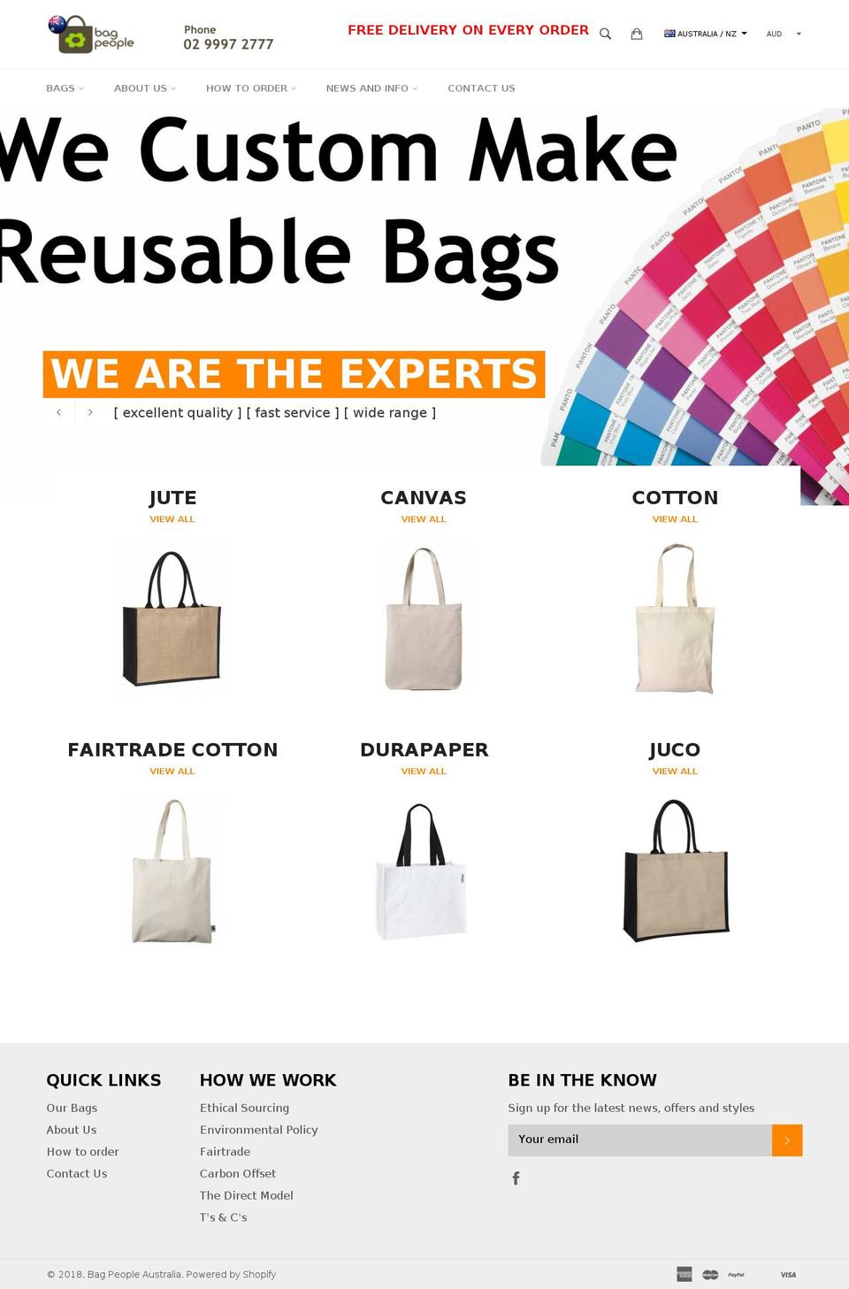 bagpeople.net.nz shopify website screenshot