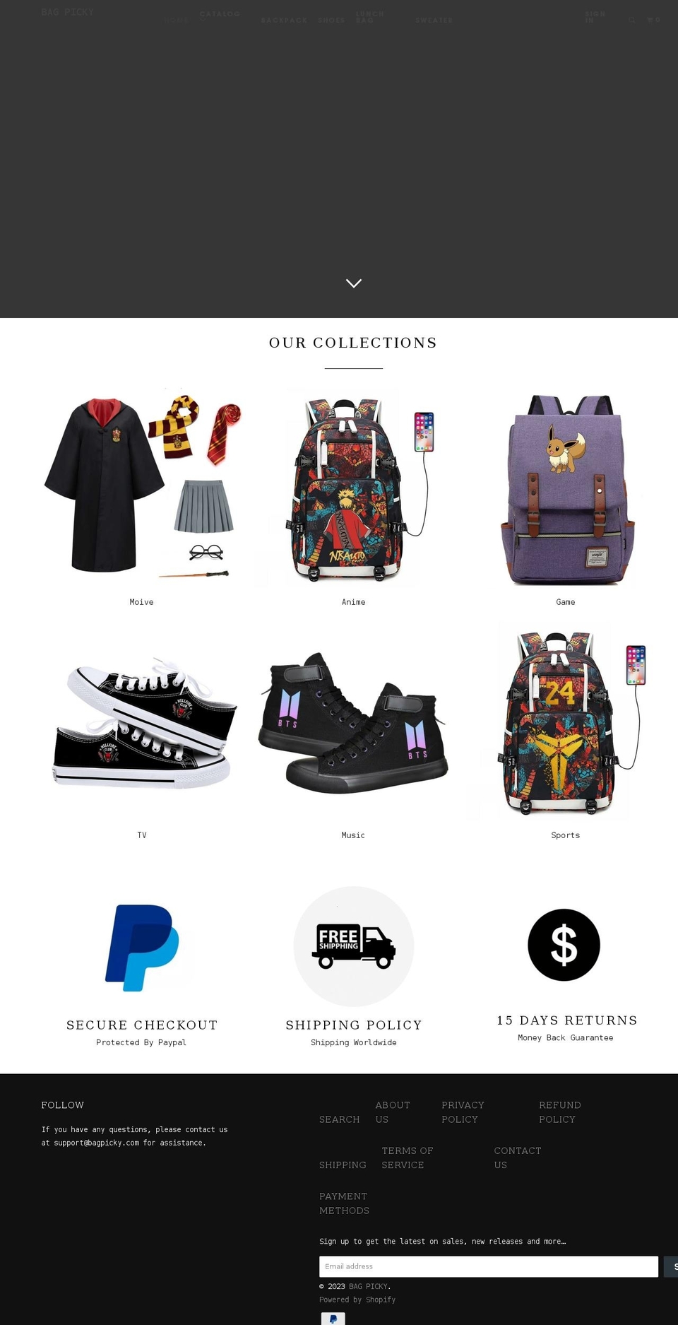 bagpicky.com shopify website screenshot