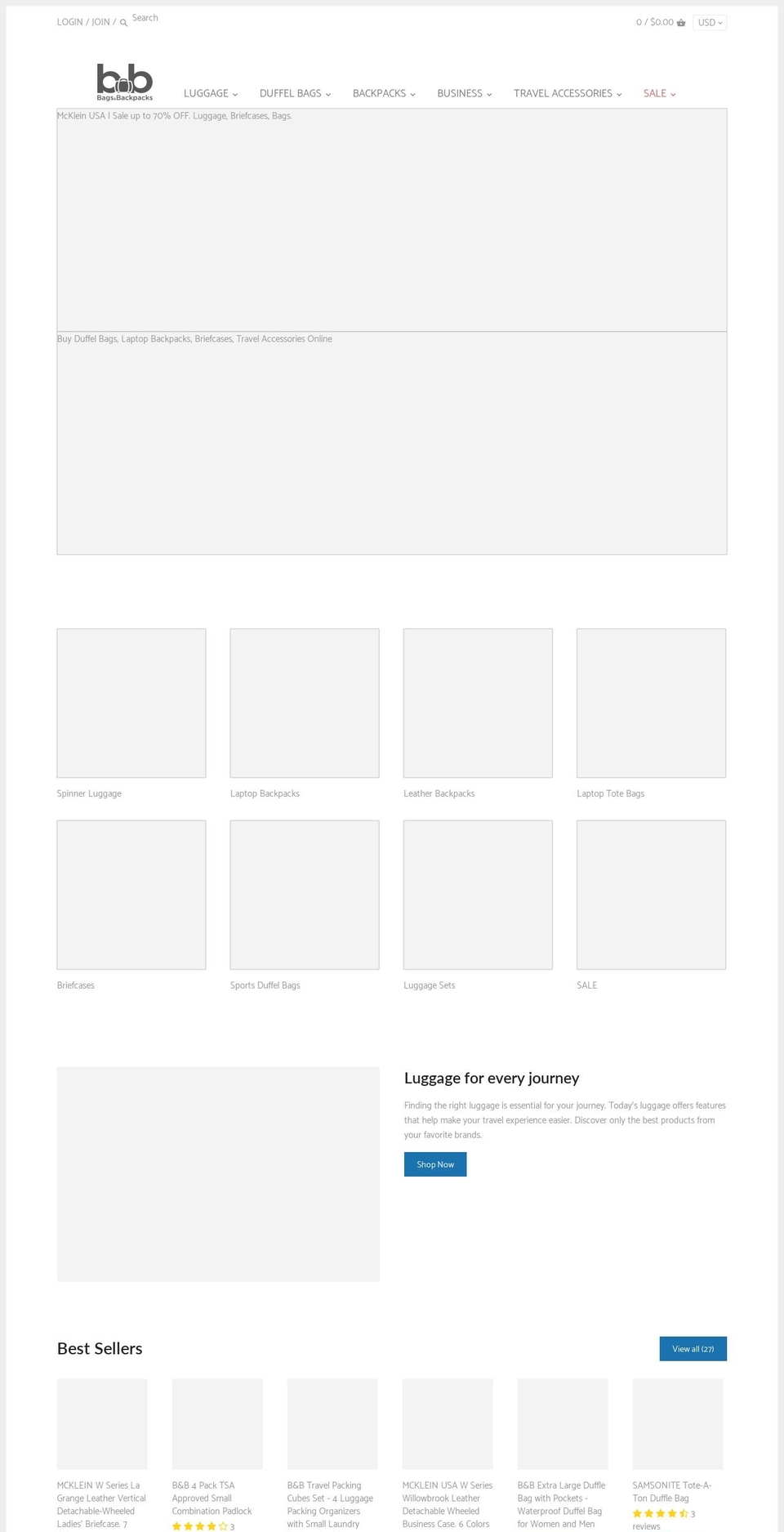 bags-packs.com shopify website screenshot