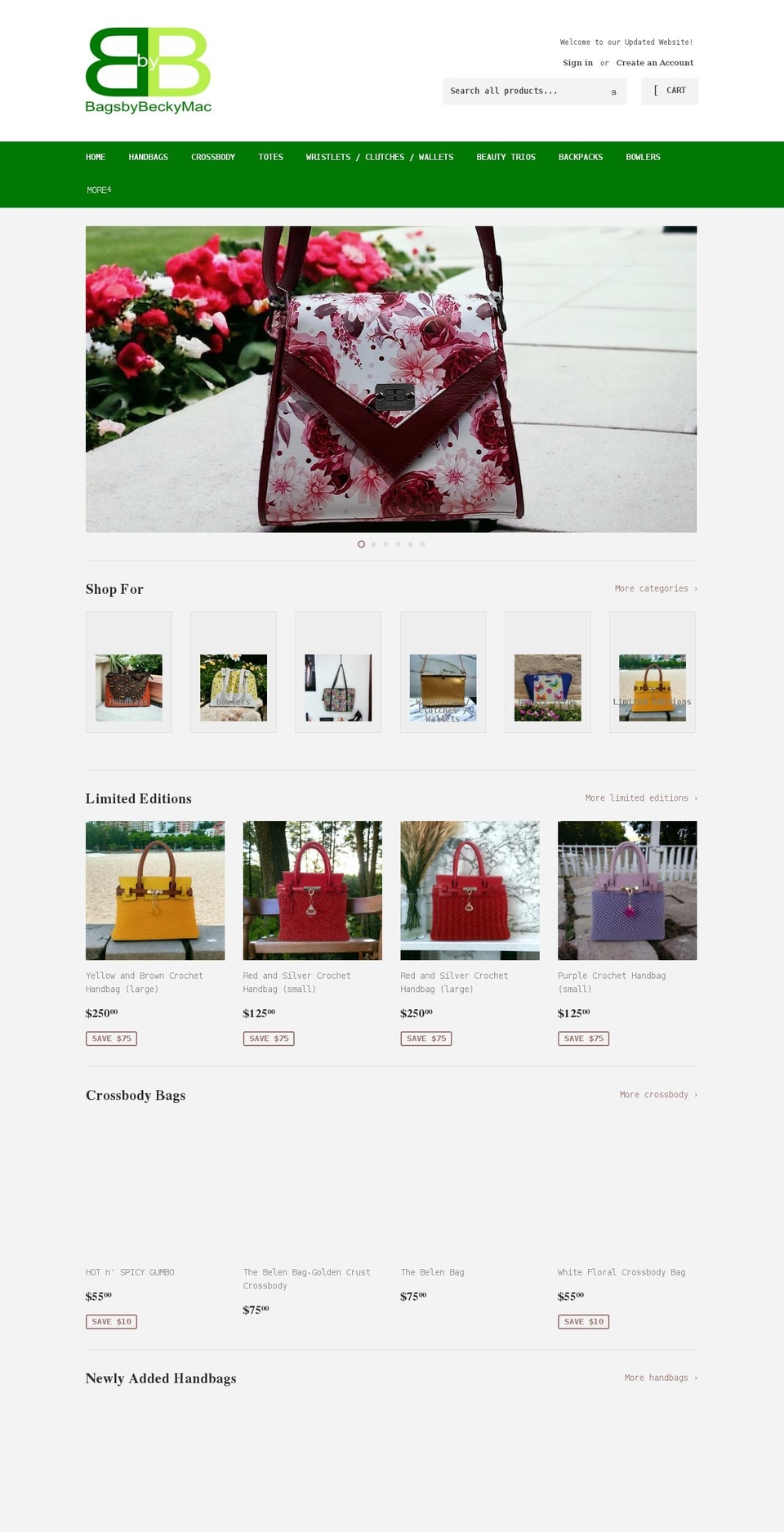 bagsbybeckymac.com shopify website screenshot