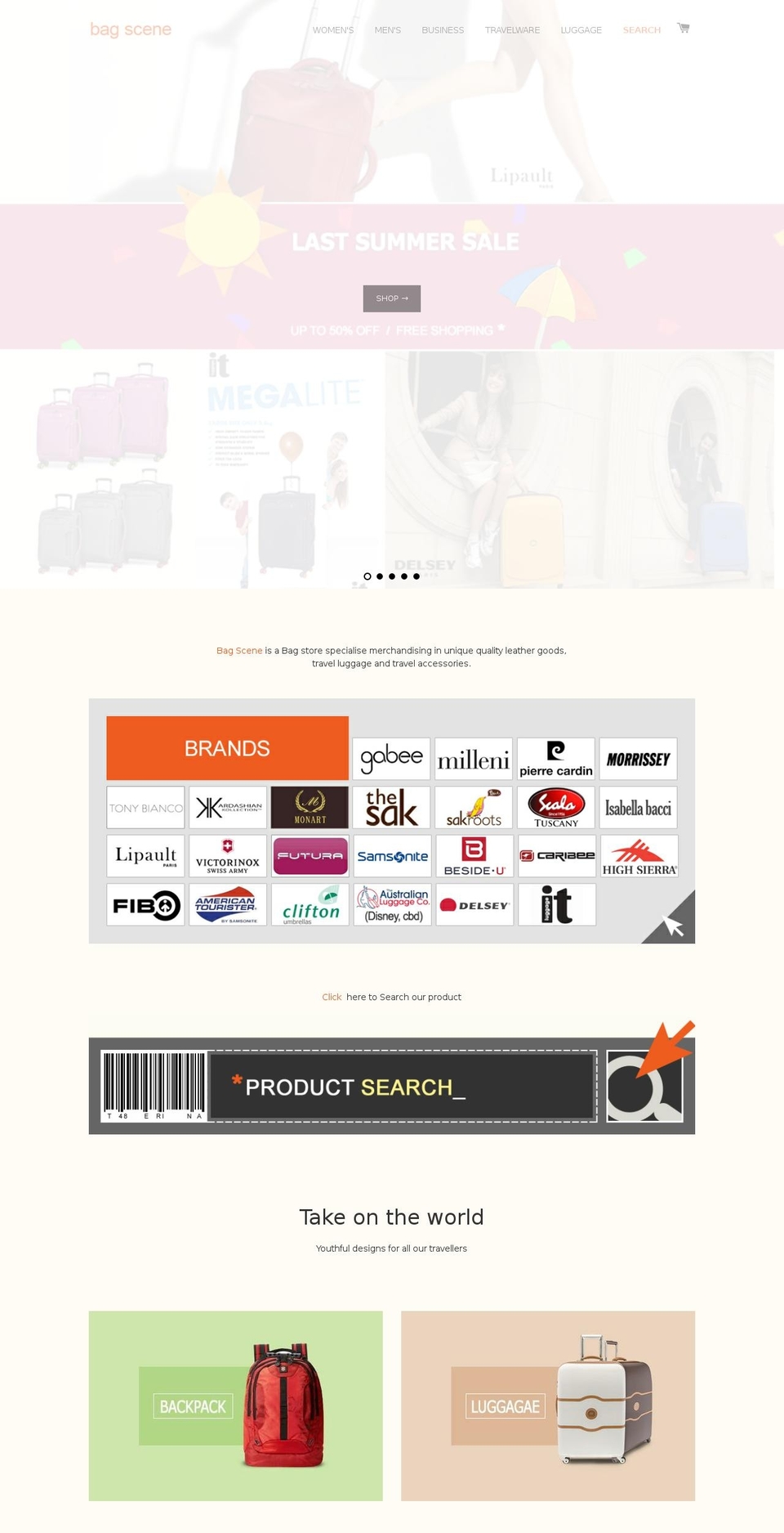 bagsceneau.com shopify website screenshot