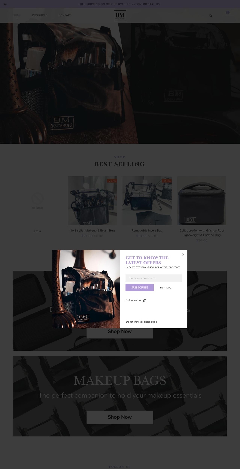 bagsformakeup.com shopify website screenshot