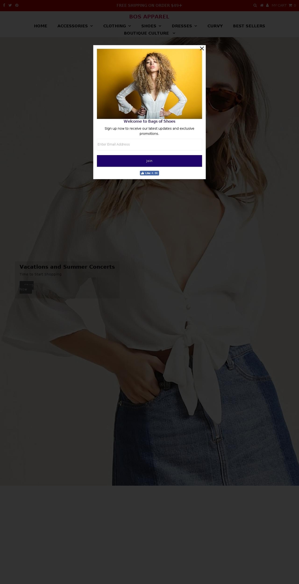 bagsofshoes.com shopify website screenshot