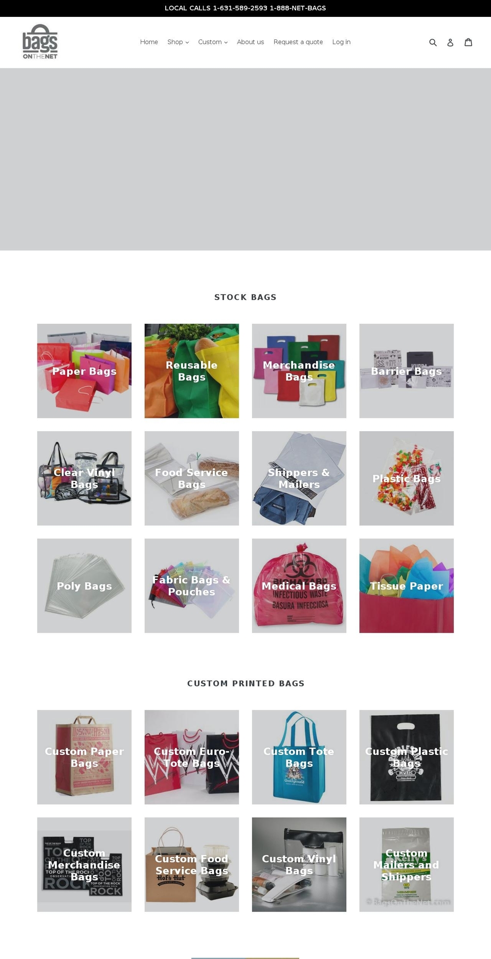 bagsonthenet.com shopify website screenshot