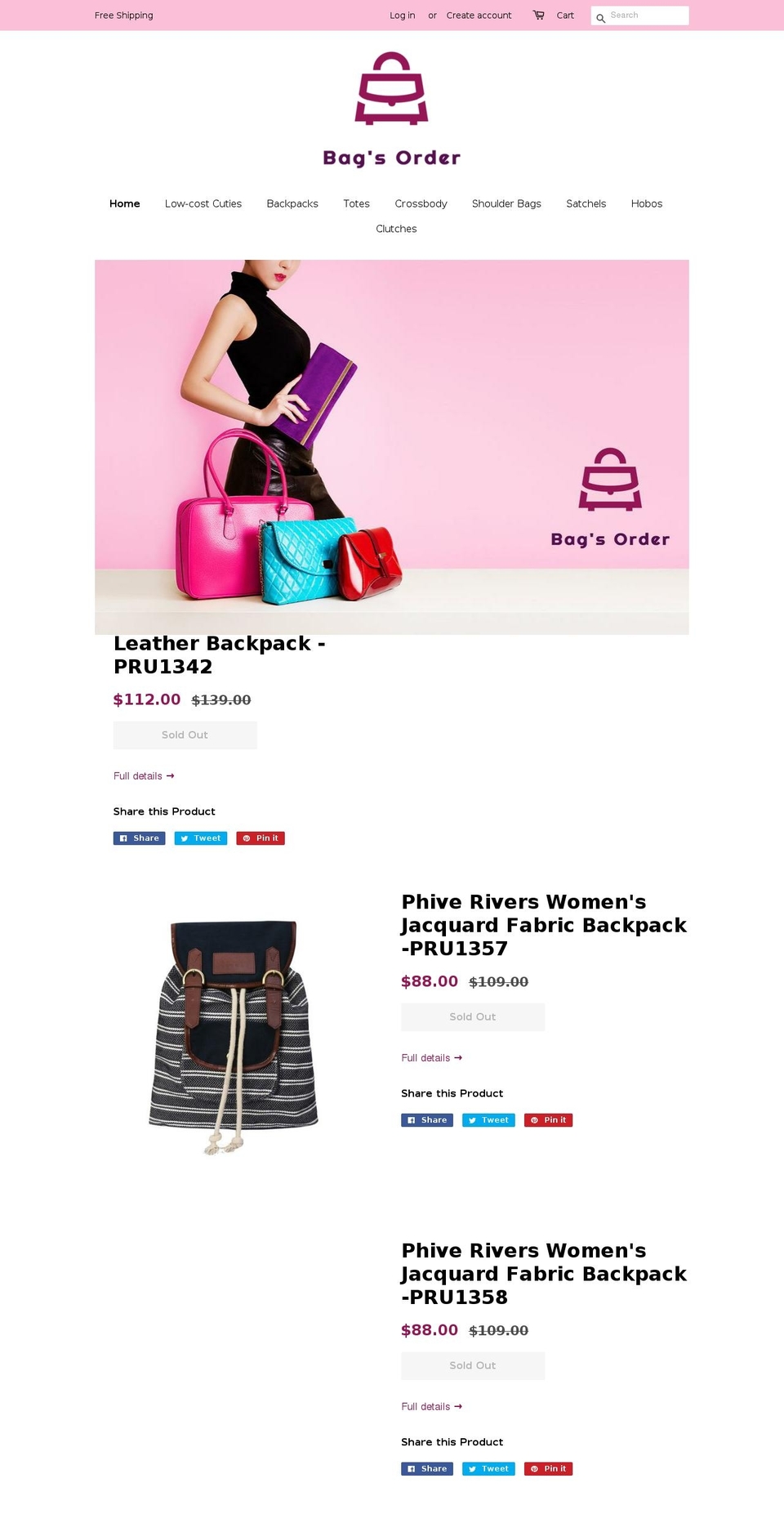 bagsorder.com — Shopify storefront screenshot