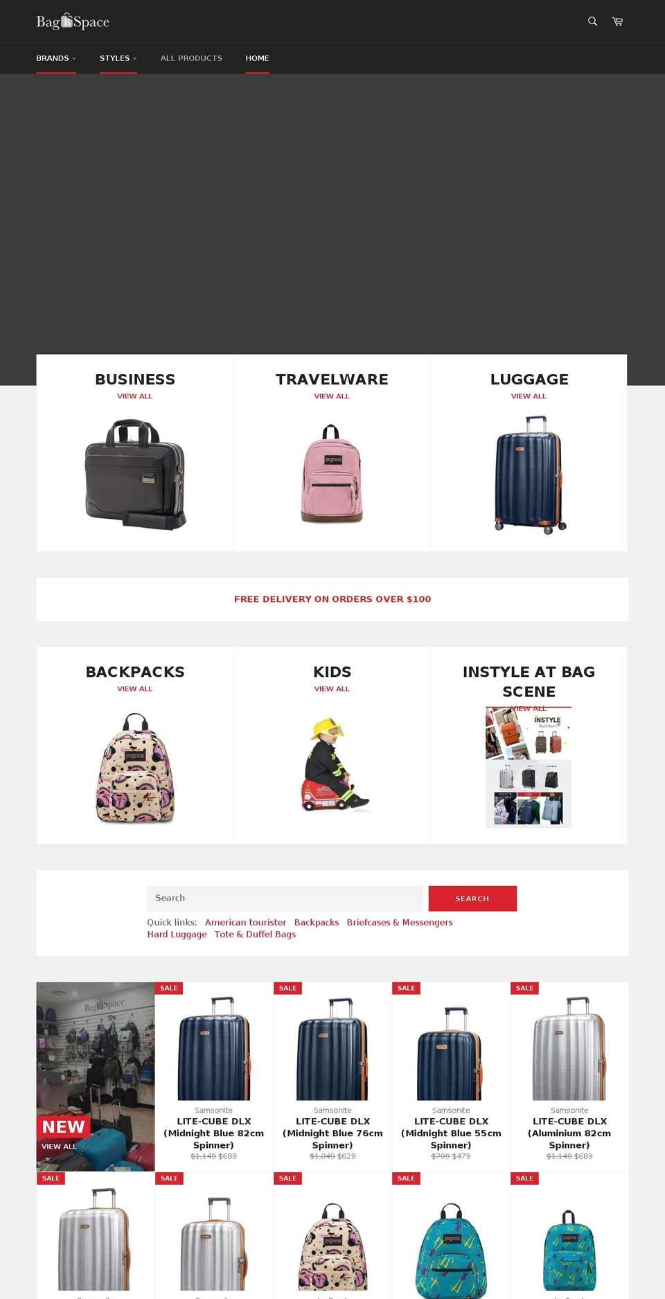 bagspace.com.au shopify website screenshot