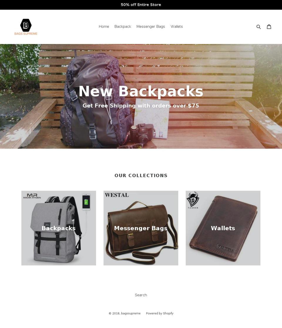 bagssupreme.com — Shopify storefront screenshot