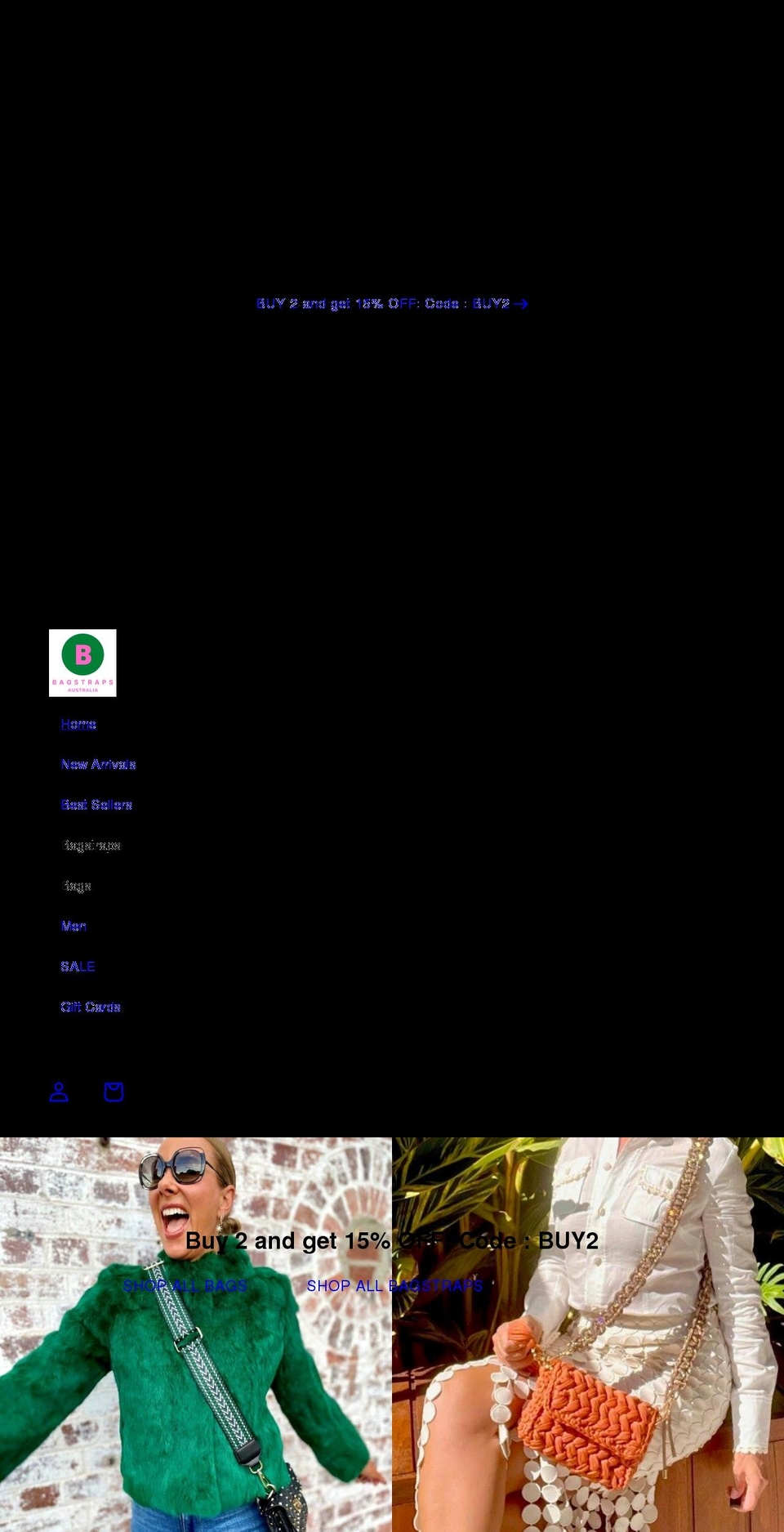 bagstraps.com.au shopify website screenshot