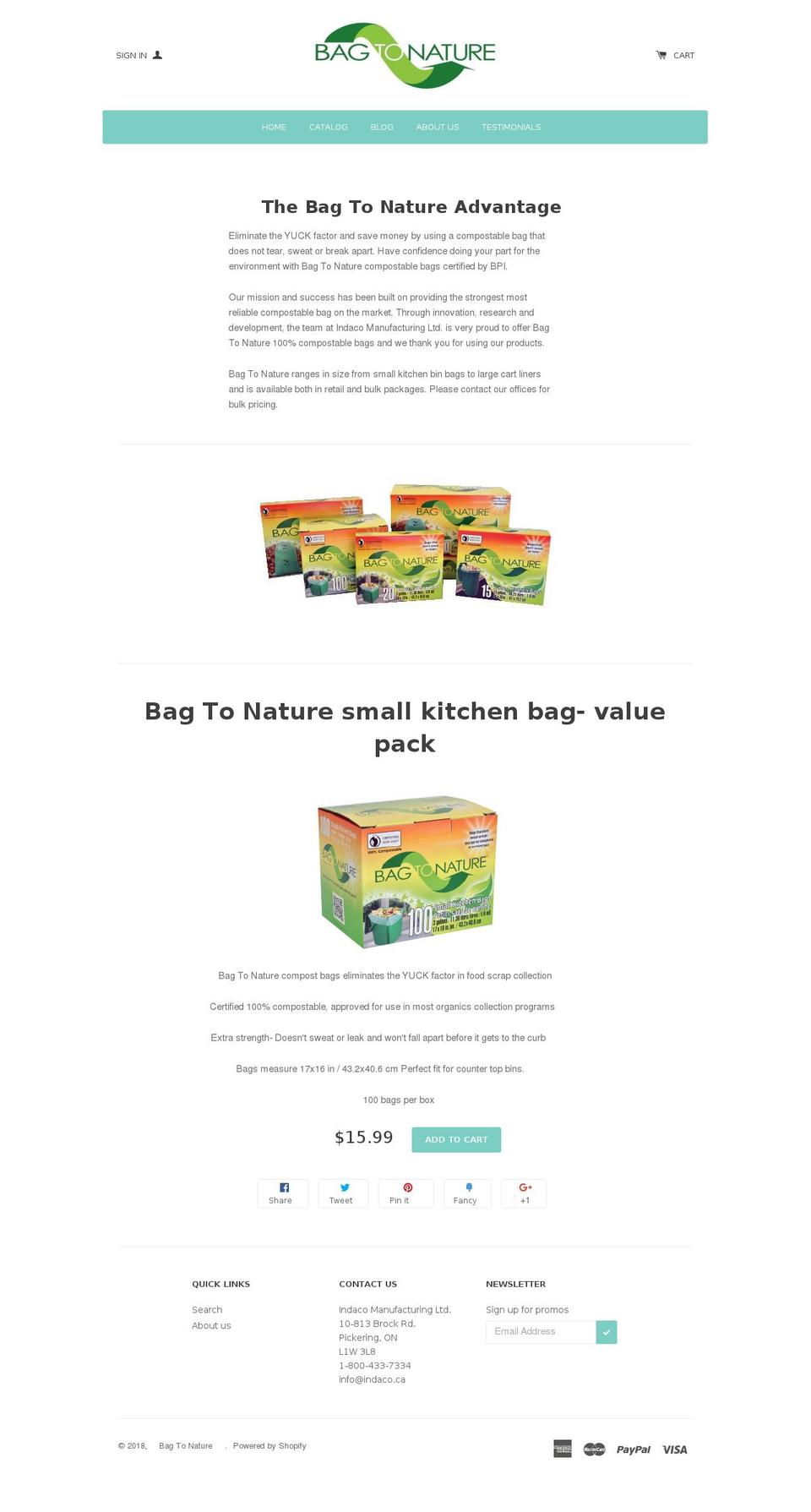 bagtonature.com shopify website screenshot