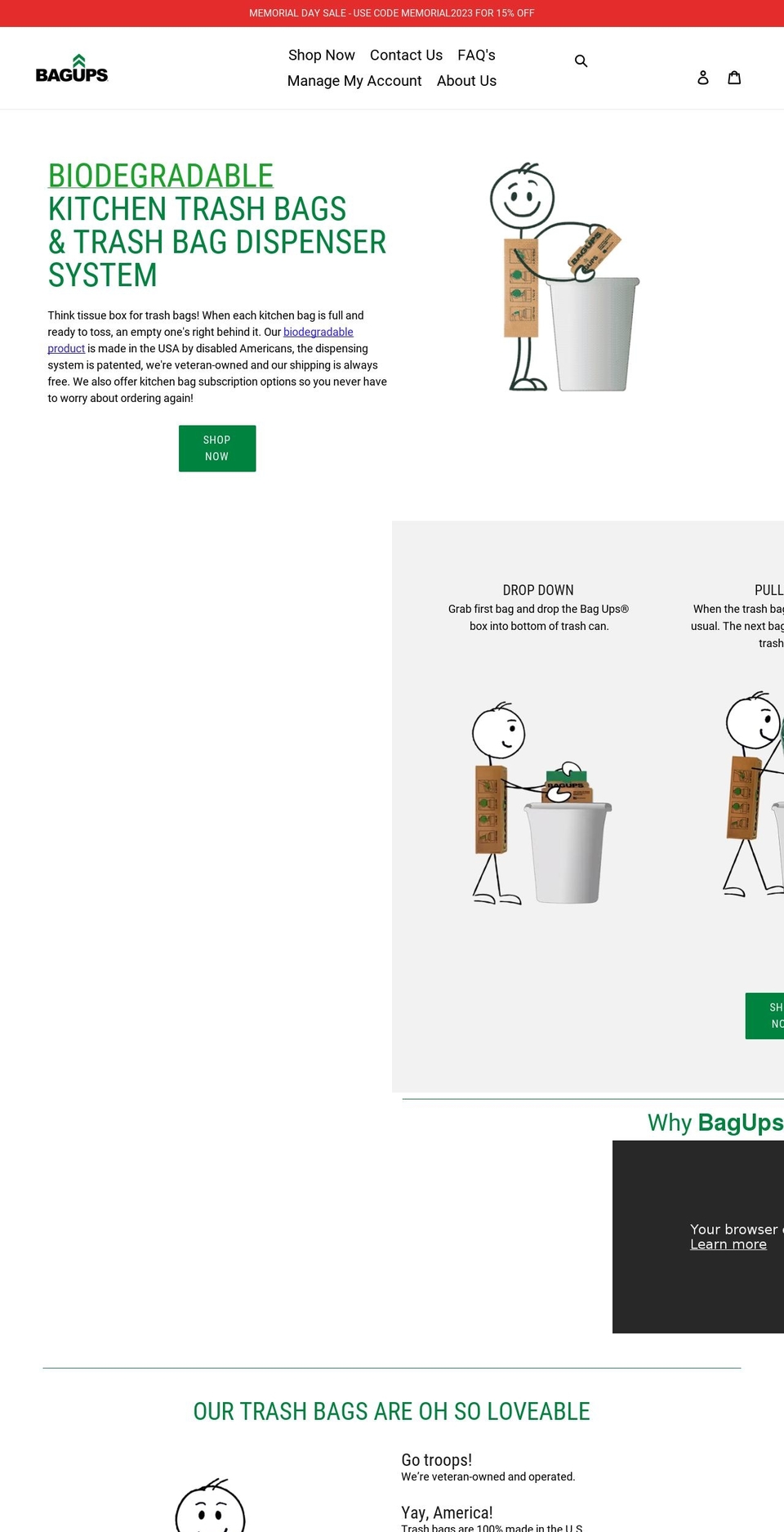 bagups.com shopify website screenshot
