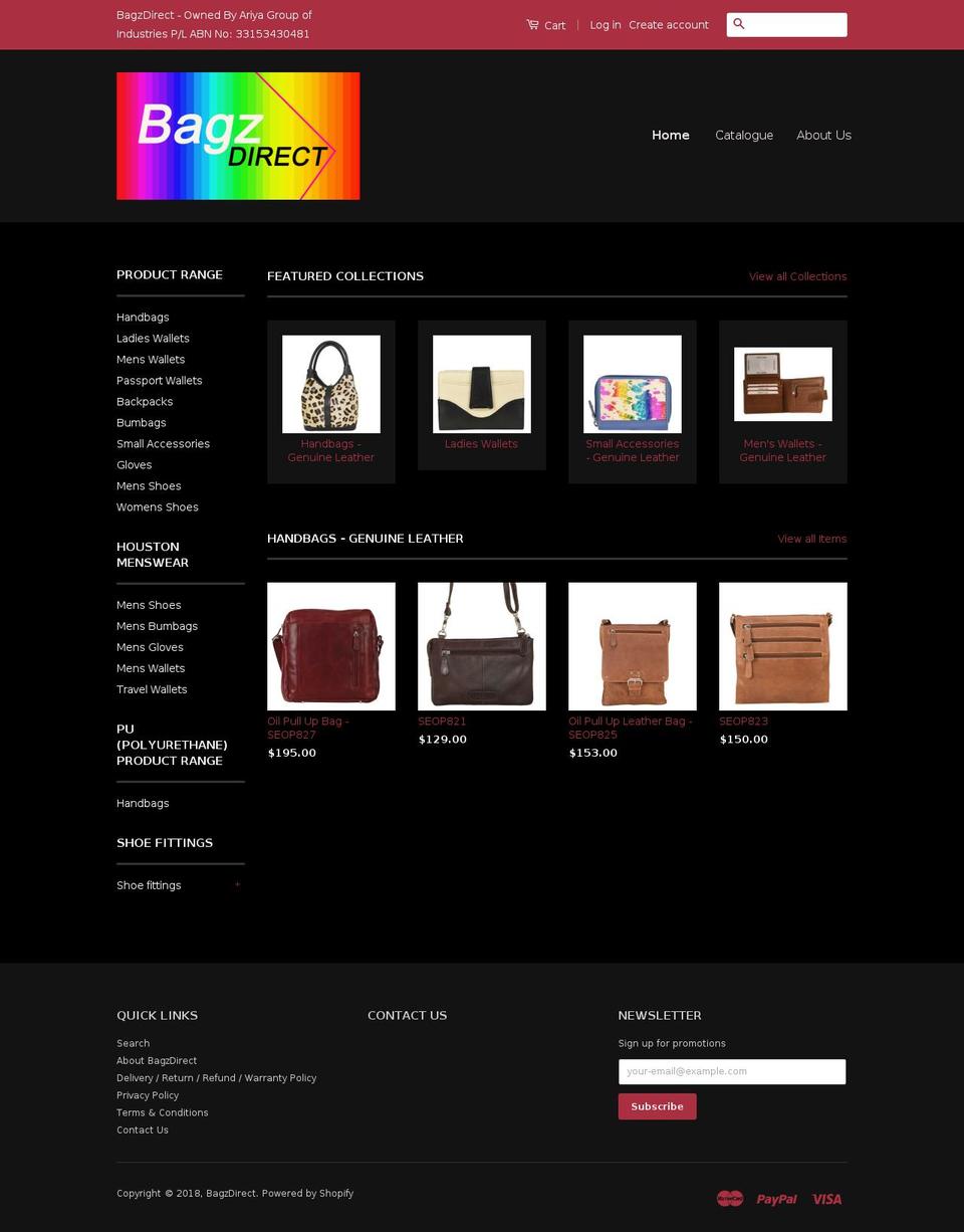 bagzdirect.com.au shopify website screenshot