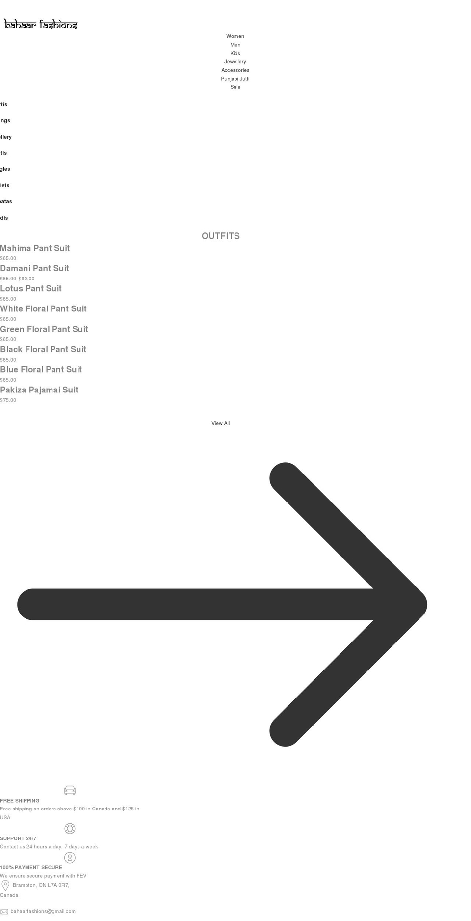 bahaarfashions.com shopify website screenshot