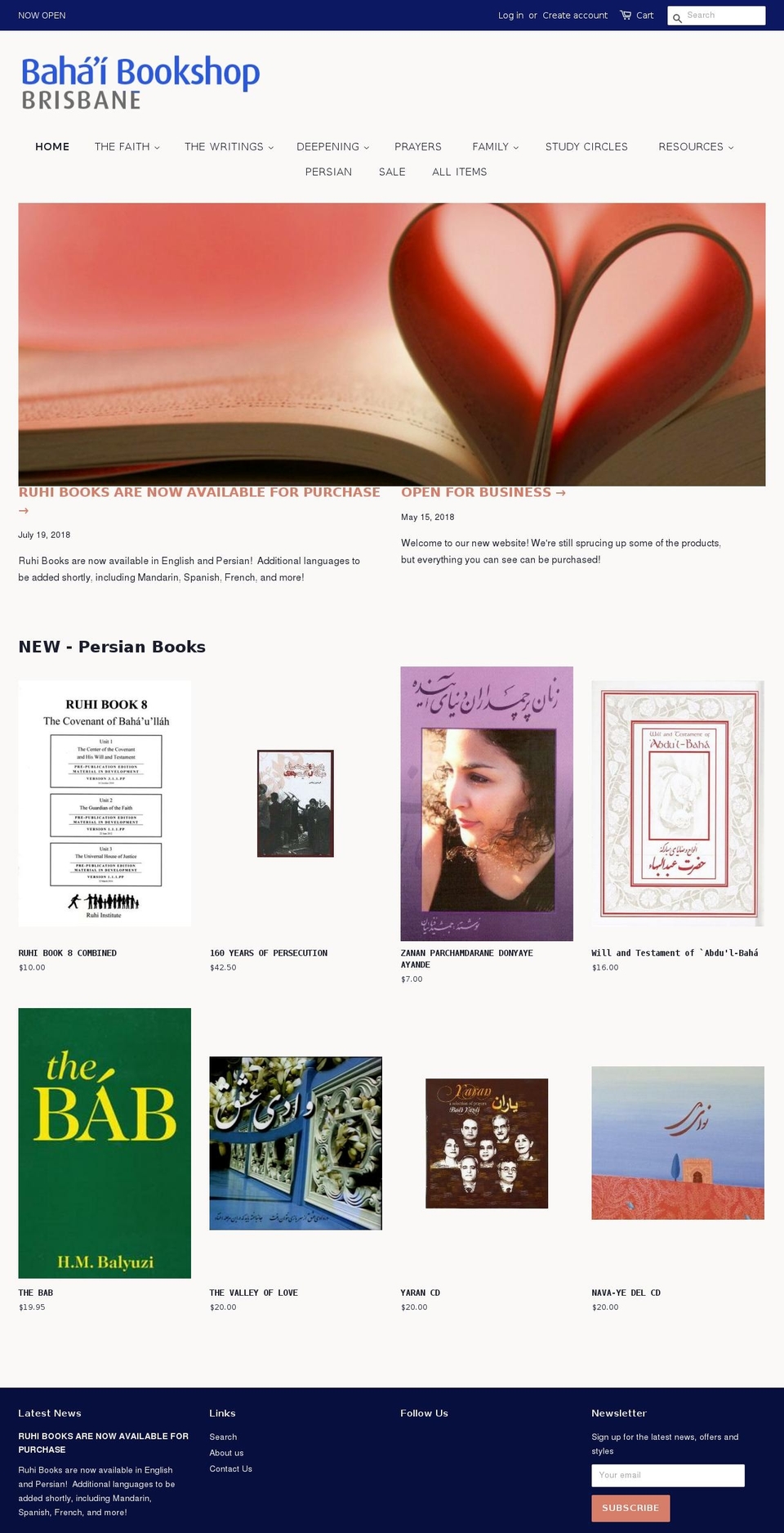 bahaibooksbrisbane.com — Shopify storefront screenshot