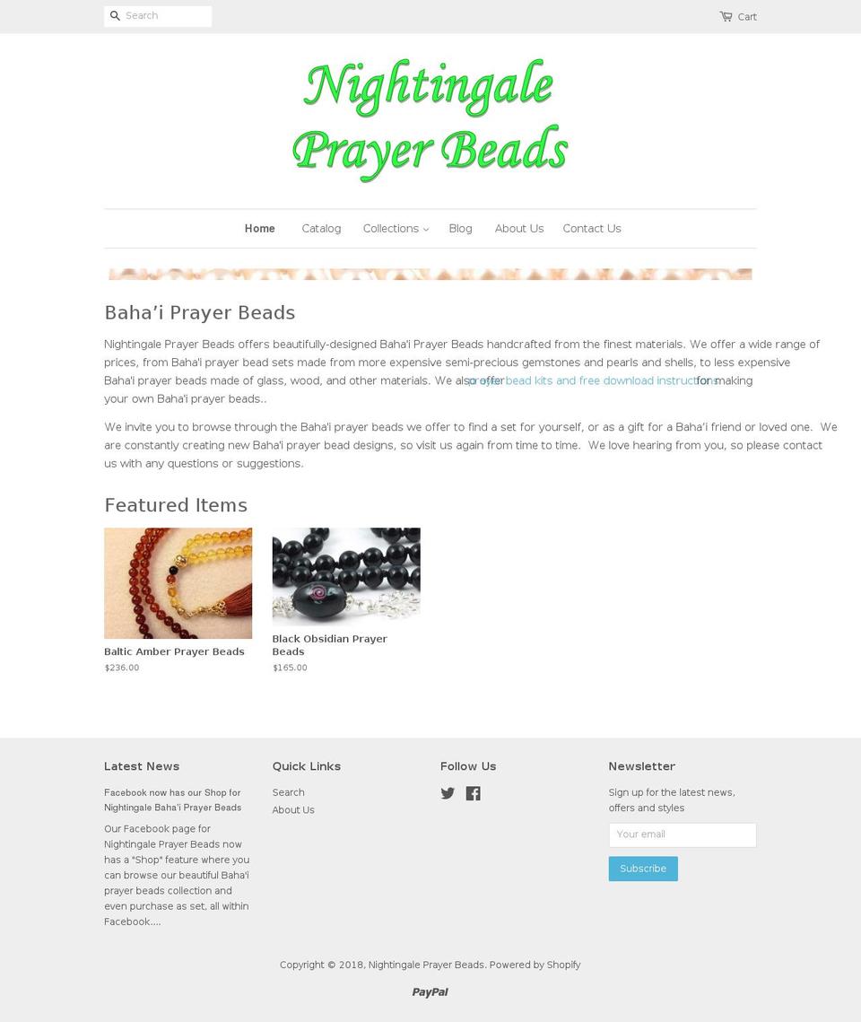 bahaiprayerbeads.com — Shopify storefront screenshot