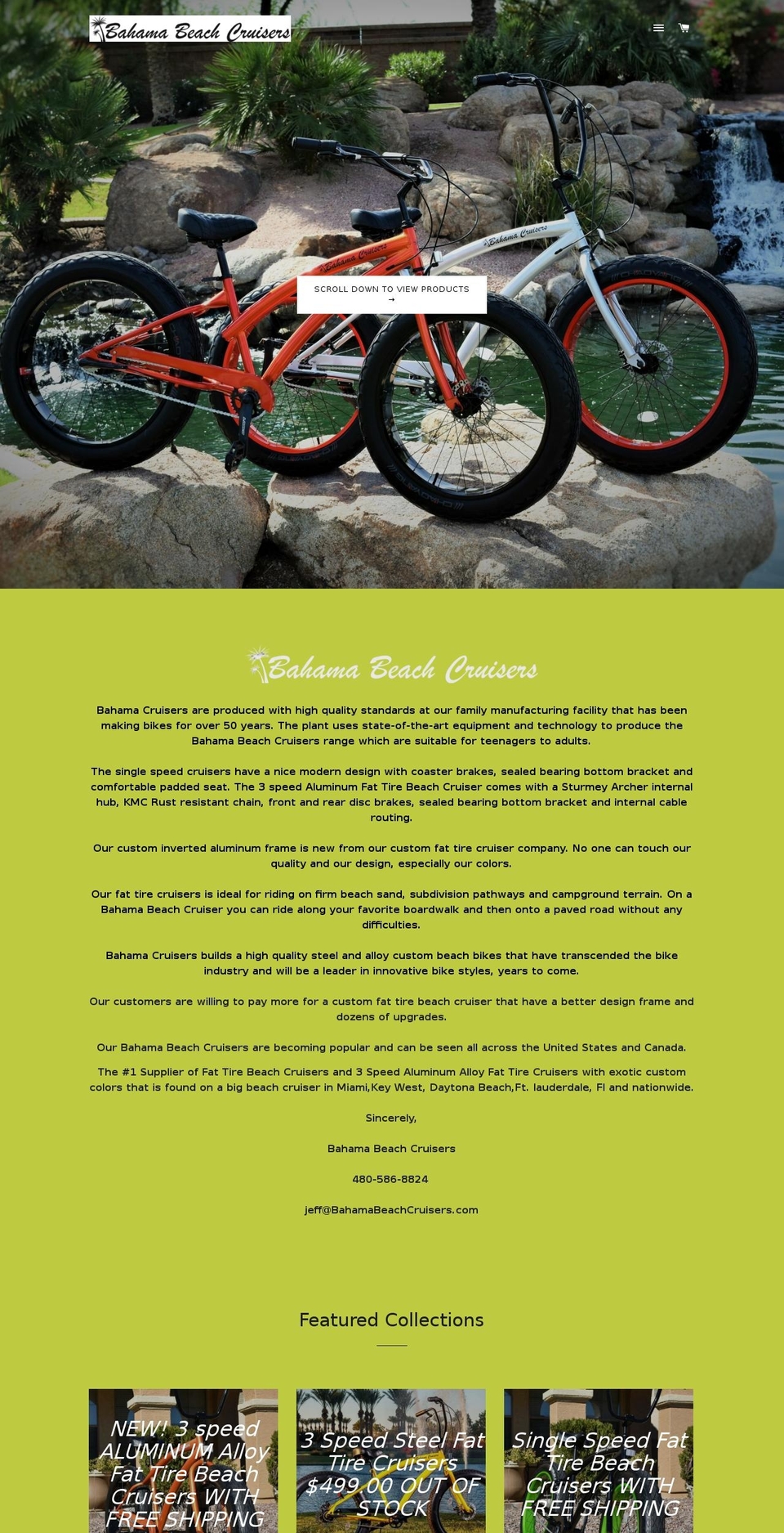bahamabeachcruisers.com shopify website screenshot