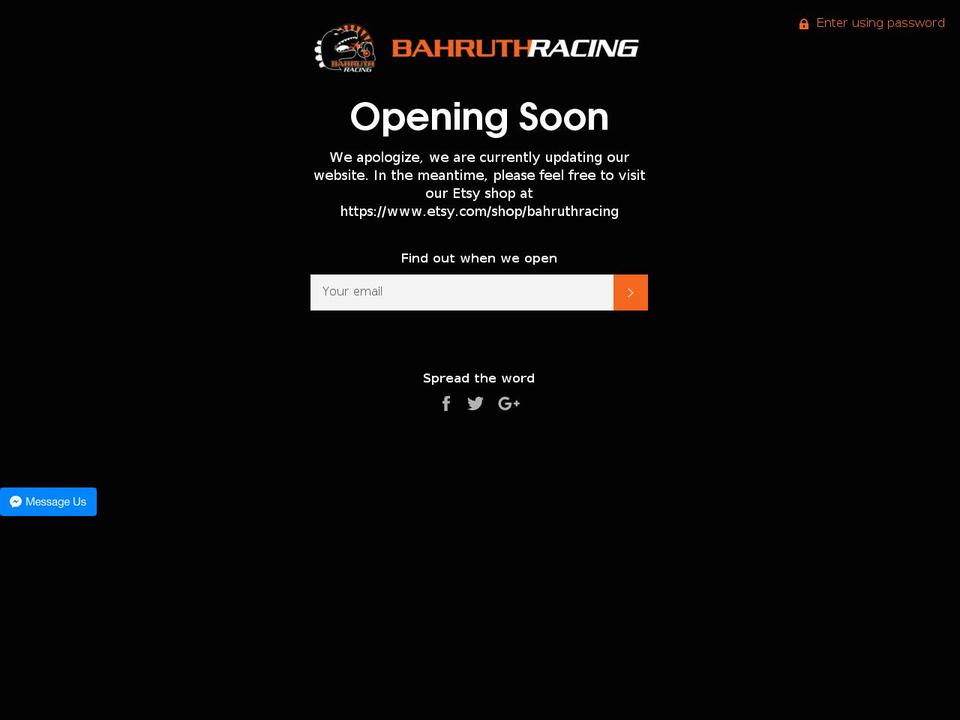 bahruthracing.com — Shopify storefront screenshot