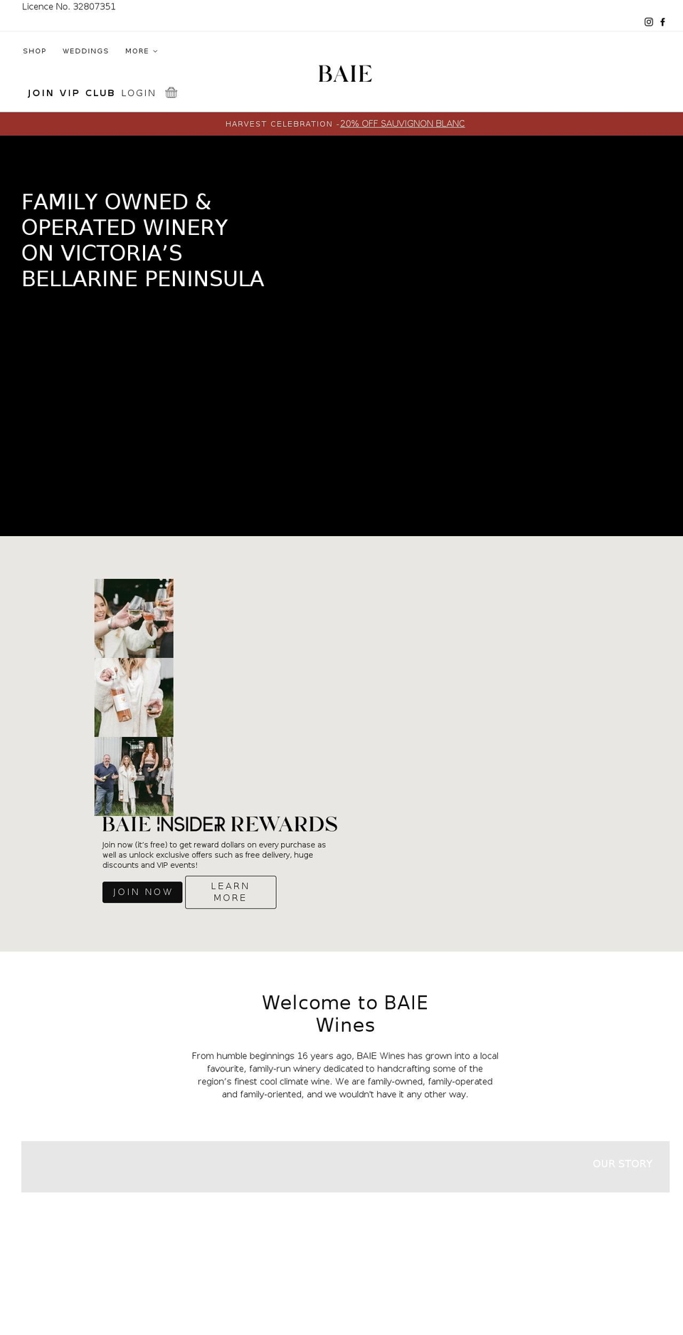 baiewines.com.au shopify website screenshot