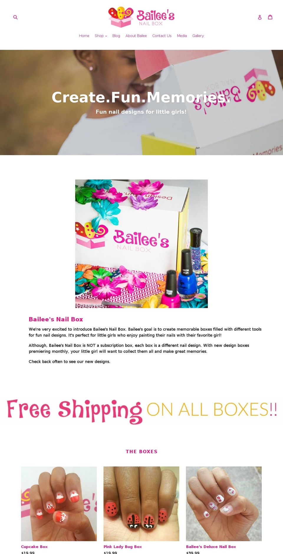 baileesnailbox.com shopify website screenshot