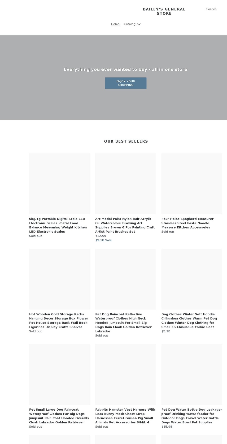 baileysgeneralstore.com shopify website screenshot