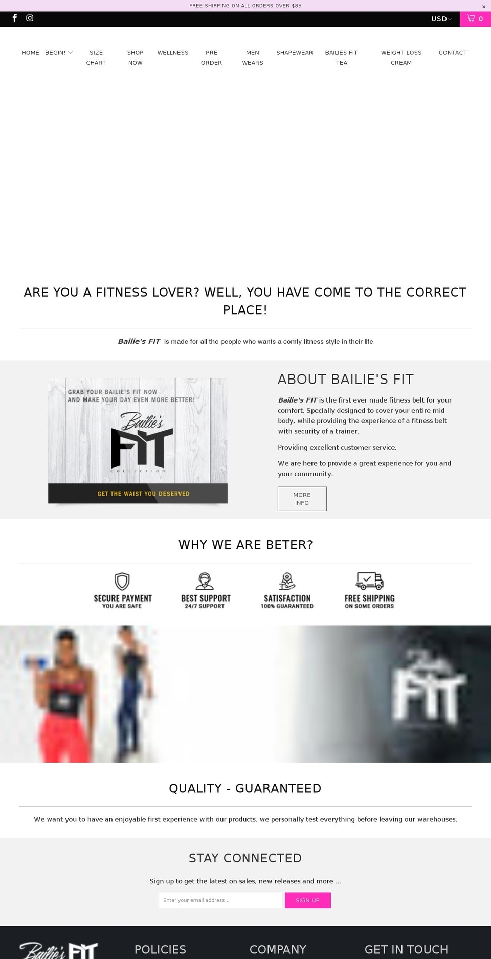 bailiesfit.com — Shopify storefront screenshot