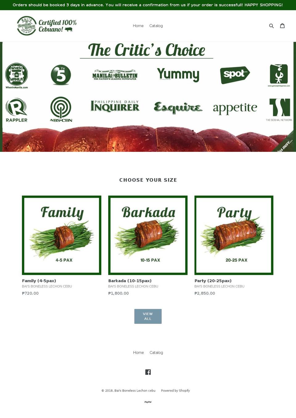 baisbonelesslechon.com — Shopify storefront screenshot