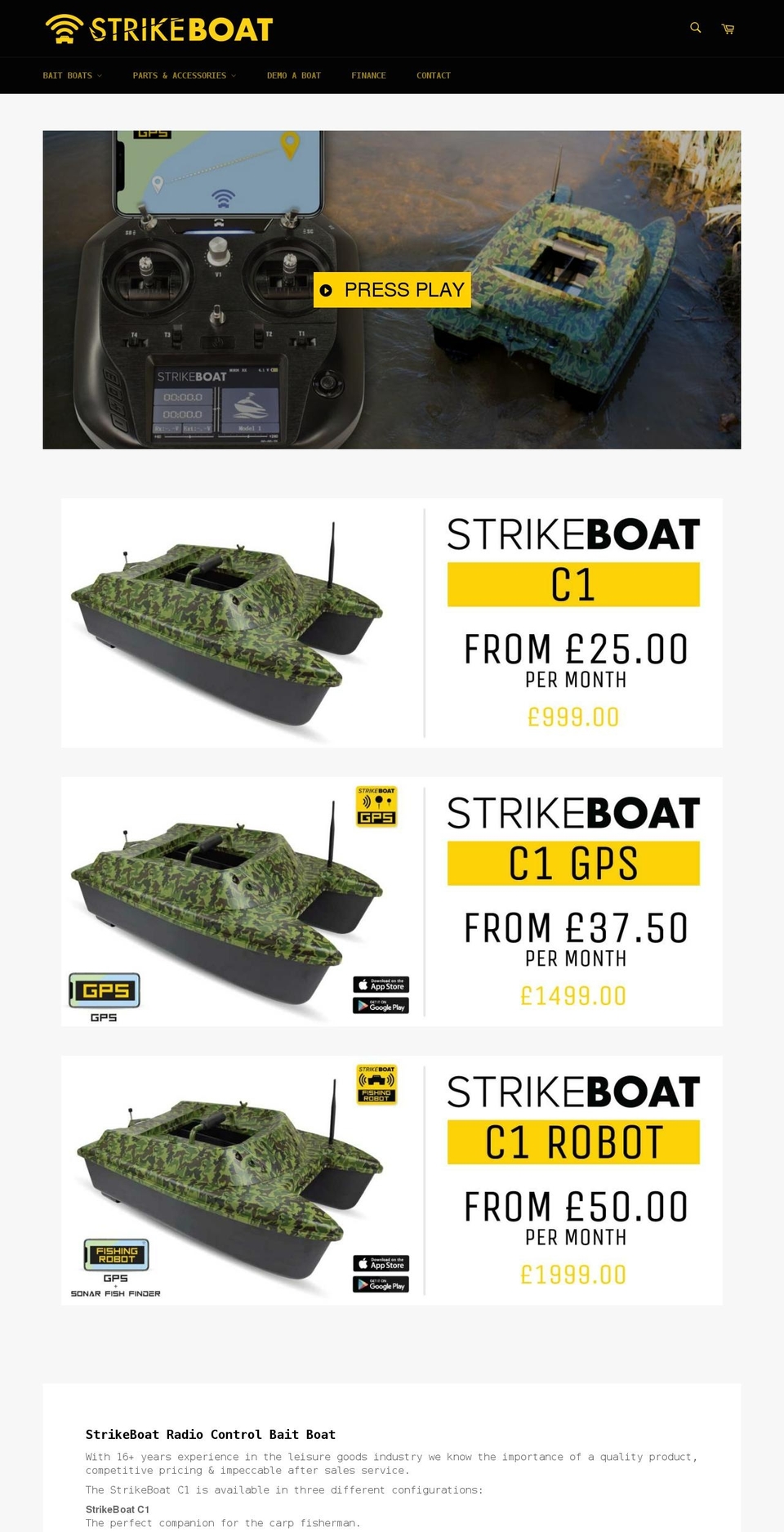 baitboat.co.uk shopify website screenshot