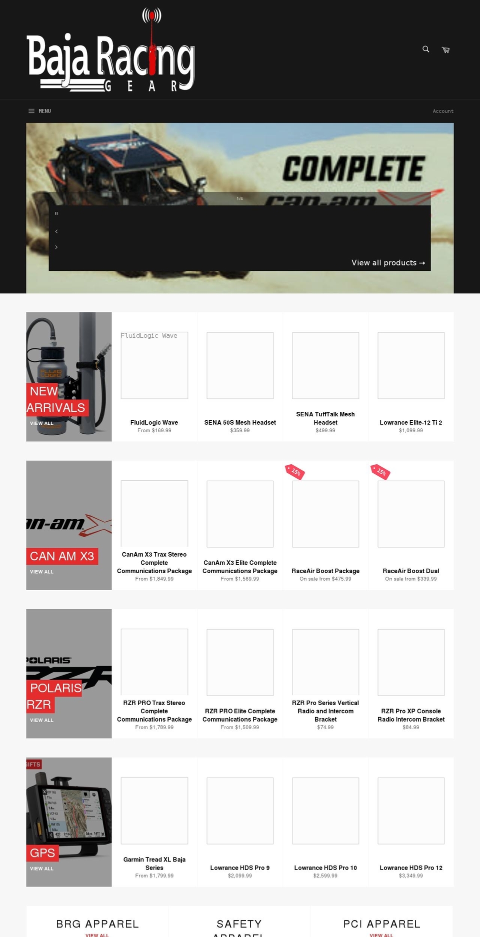 bajaracinggear.com shopify website screenshot