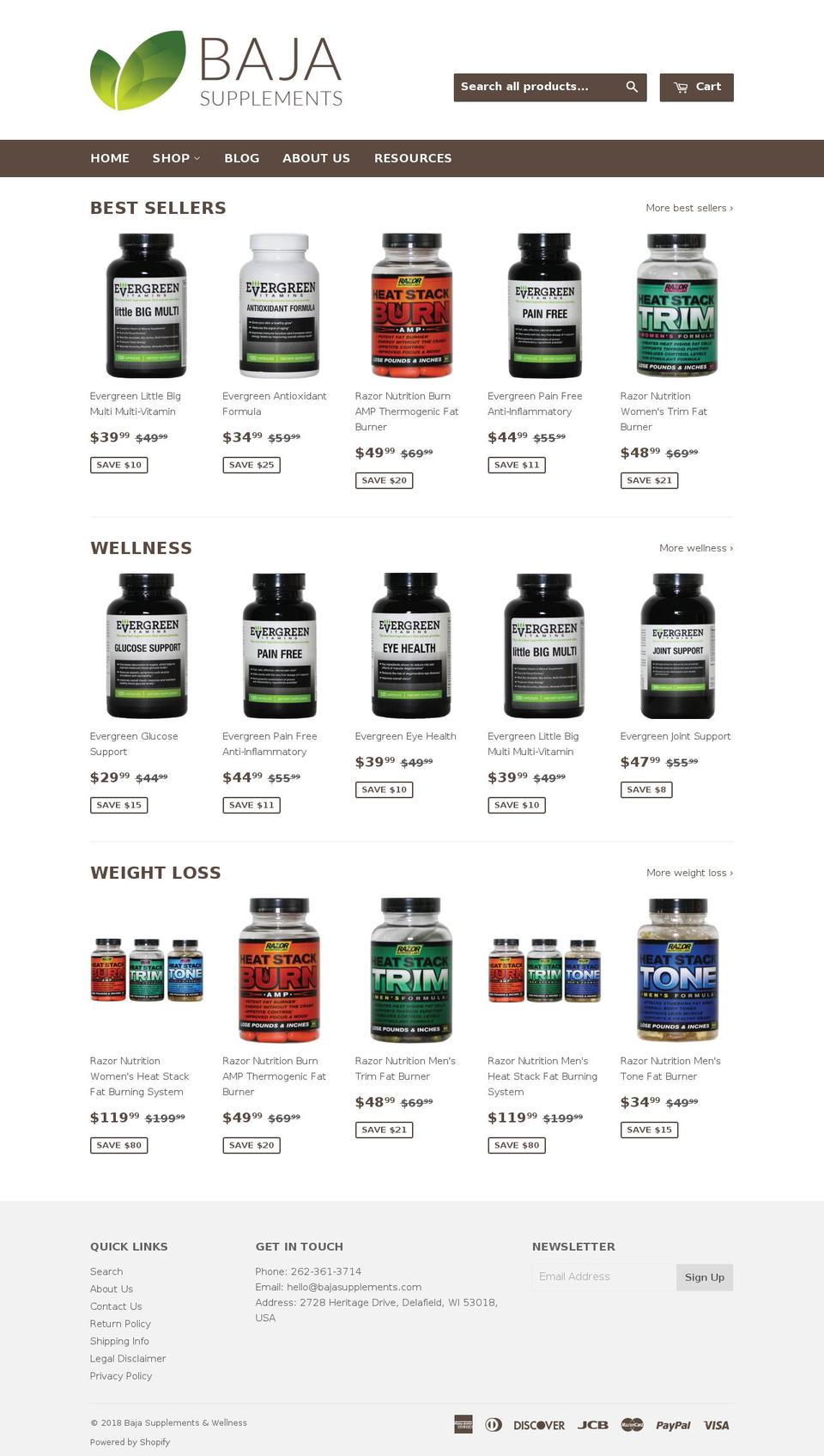 bajasupplements.com shopify website screenshot