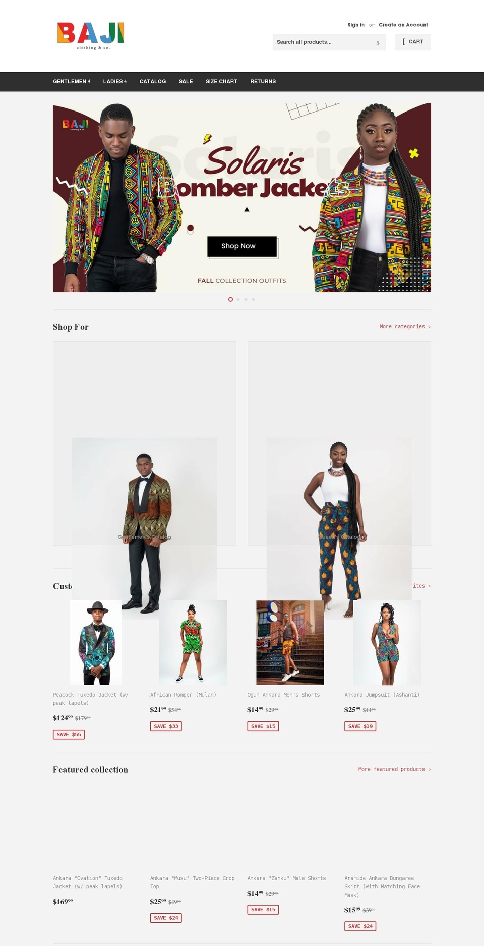 bajiclothing.com shopify website screenshot